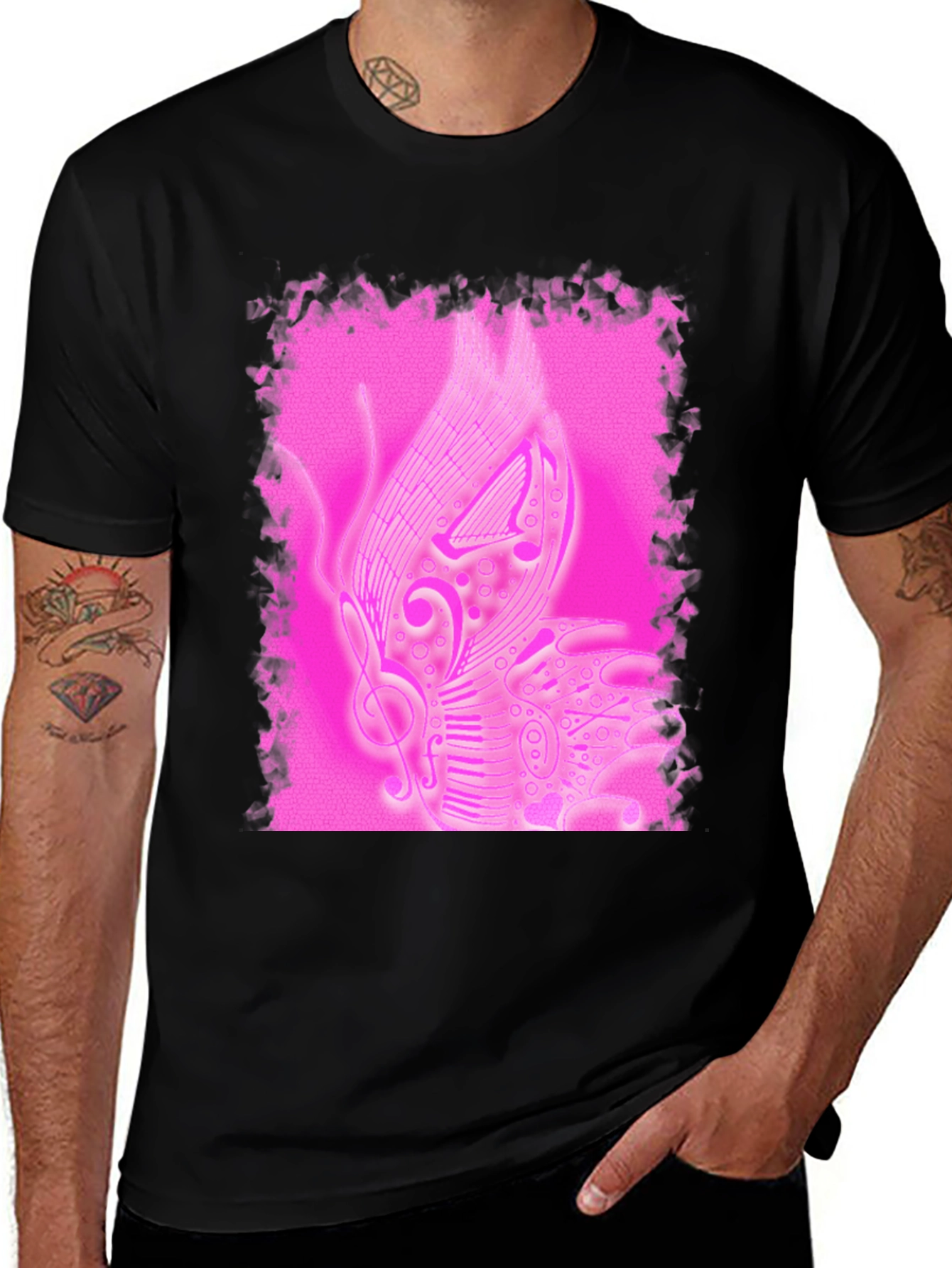 Musical Butterfly Graphic Tee - Black