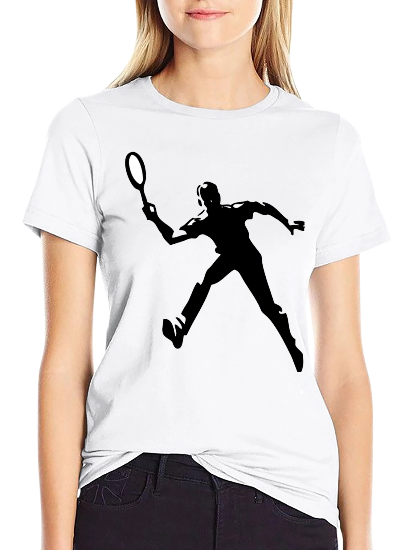 Tennis Player Graphic Tee - Black