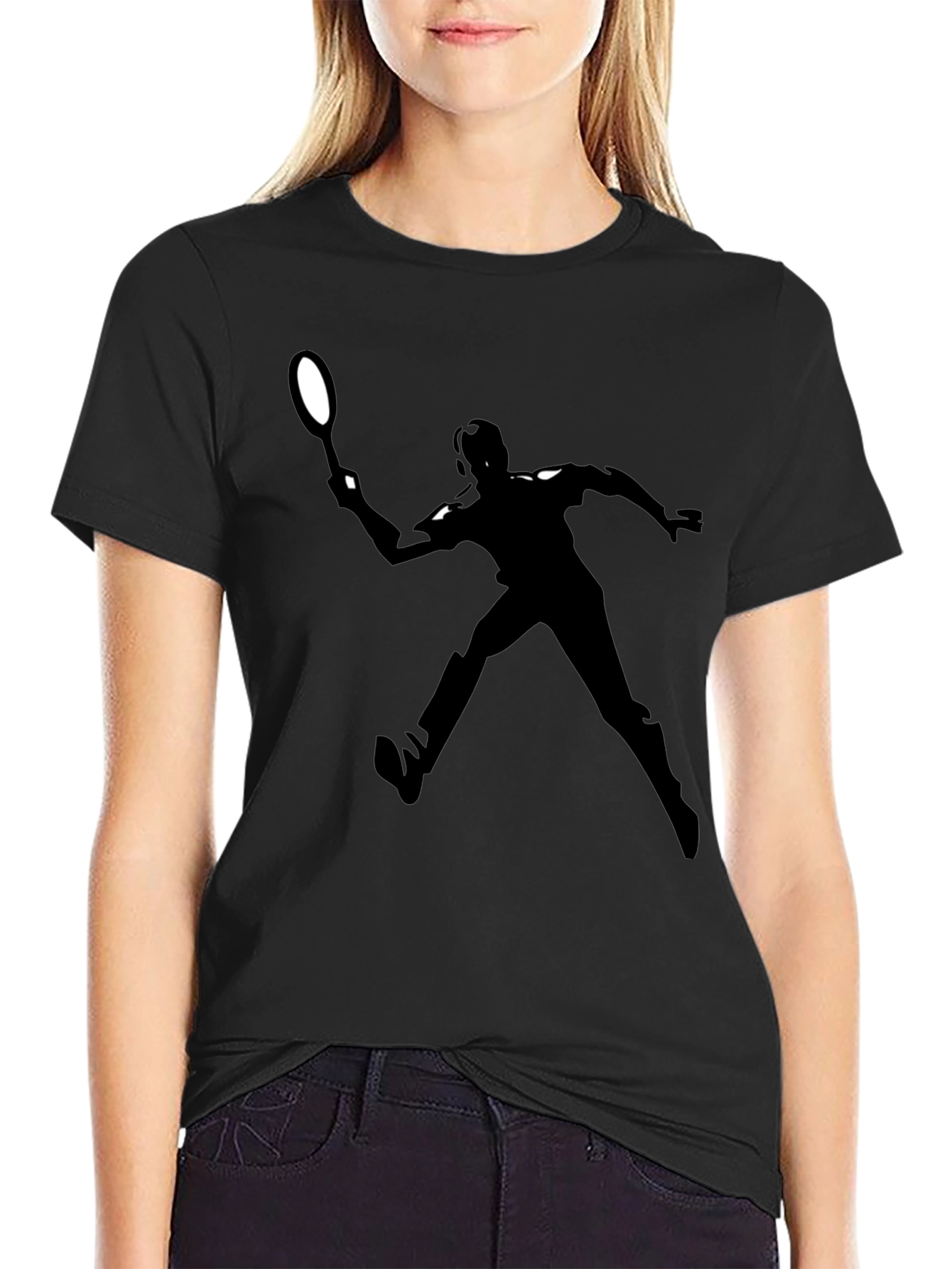 Tennis Player Graphic Tee - Black