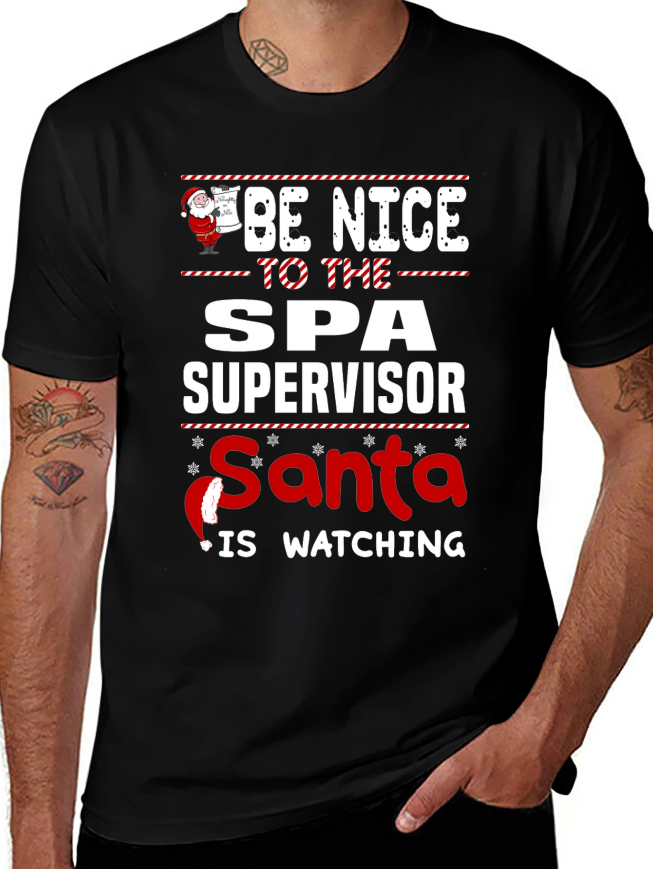 Spa Supervisor Santa Watching T-Shirt