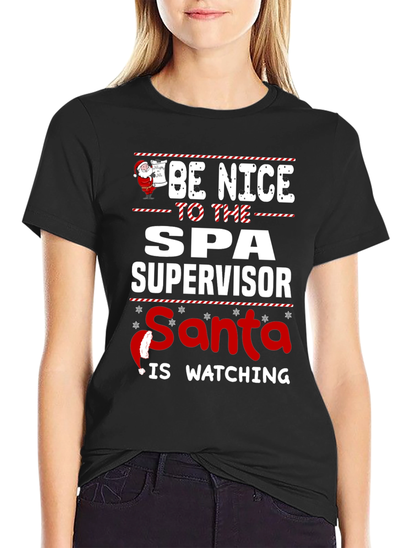 Spa Supervisor Santa Watching T-Shirt