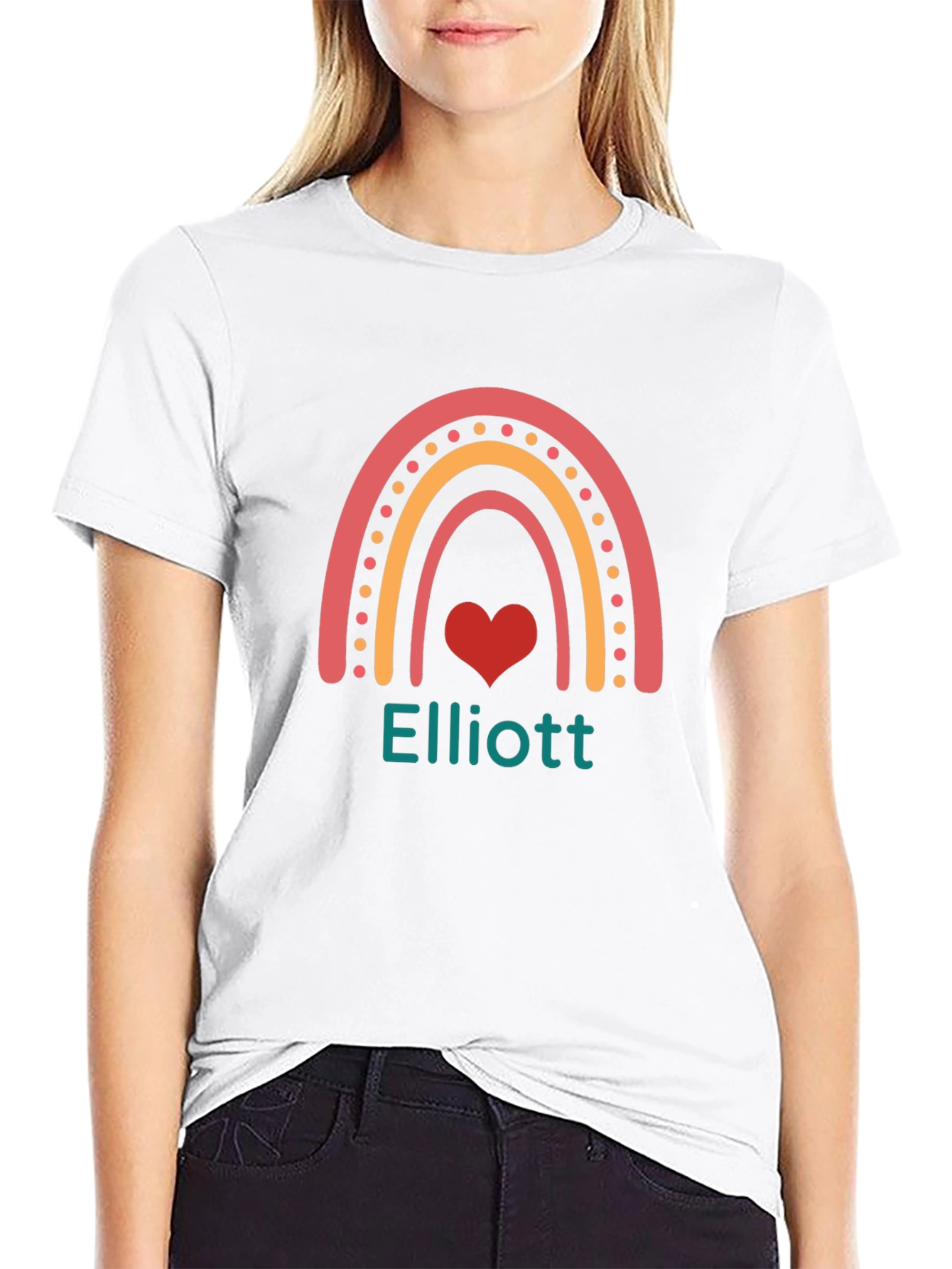 Elliott Rainbow Heart Personalized T-Shirt