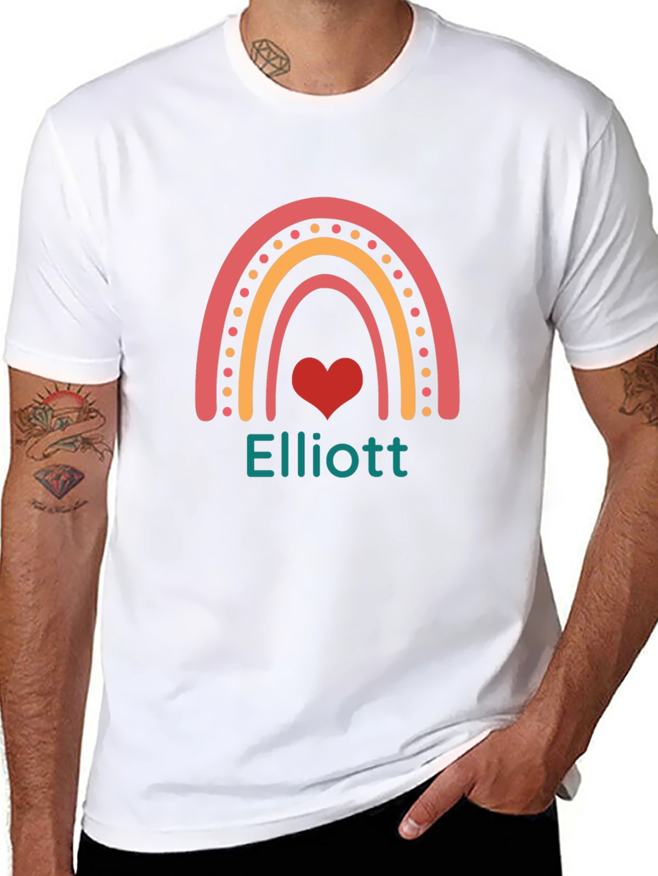 Elliott Rainbow Heart Personalized T-Shirt