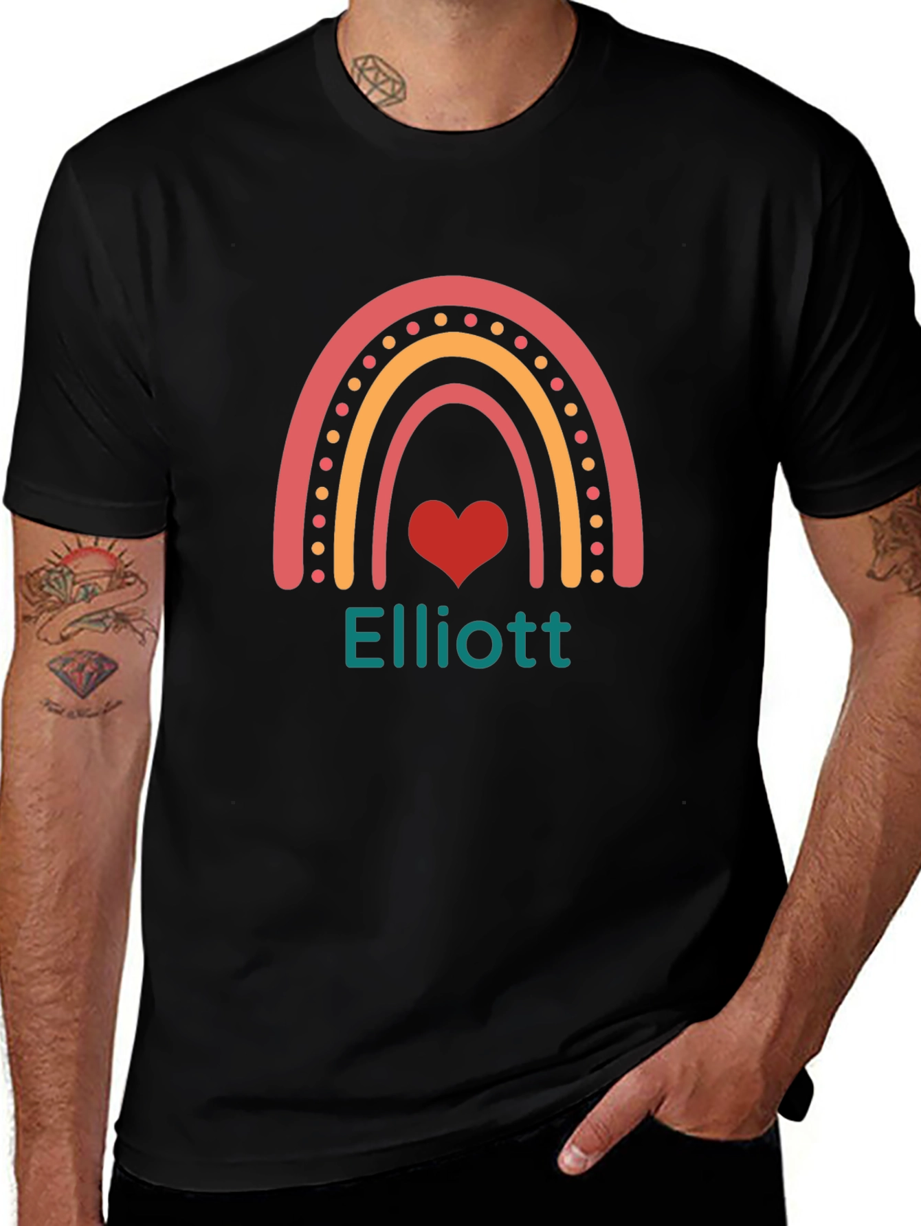 Elliott Rainbow Heart Personalized T-Shirt