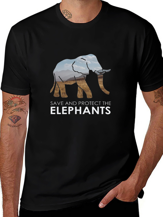 Save The Elephants Graphic Tee - Black