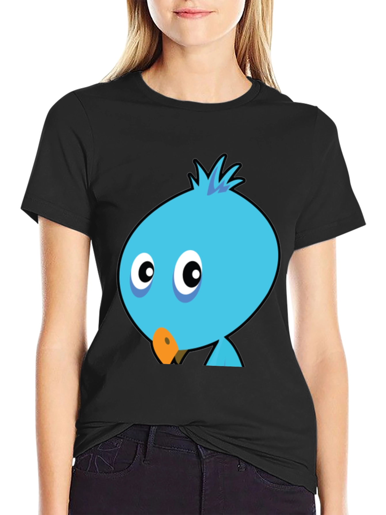 Cartoon Bird Graphic Tee - Mens Black T-Shirt