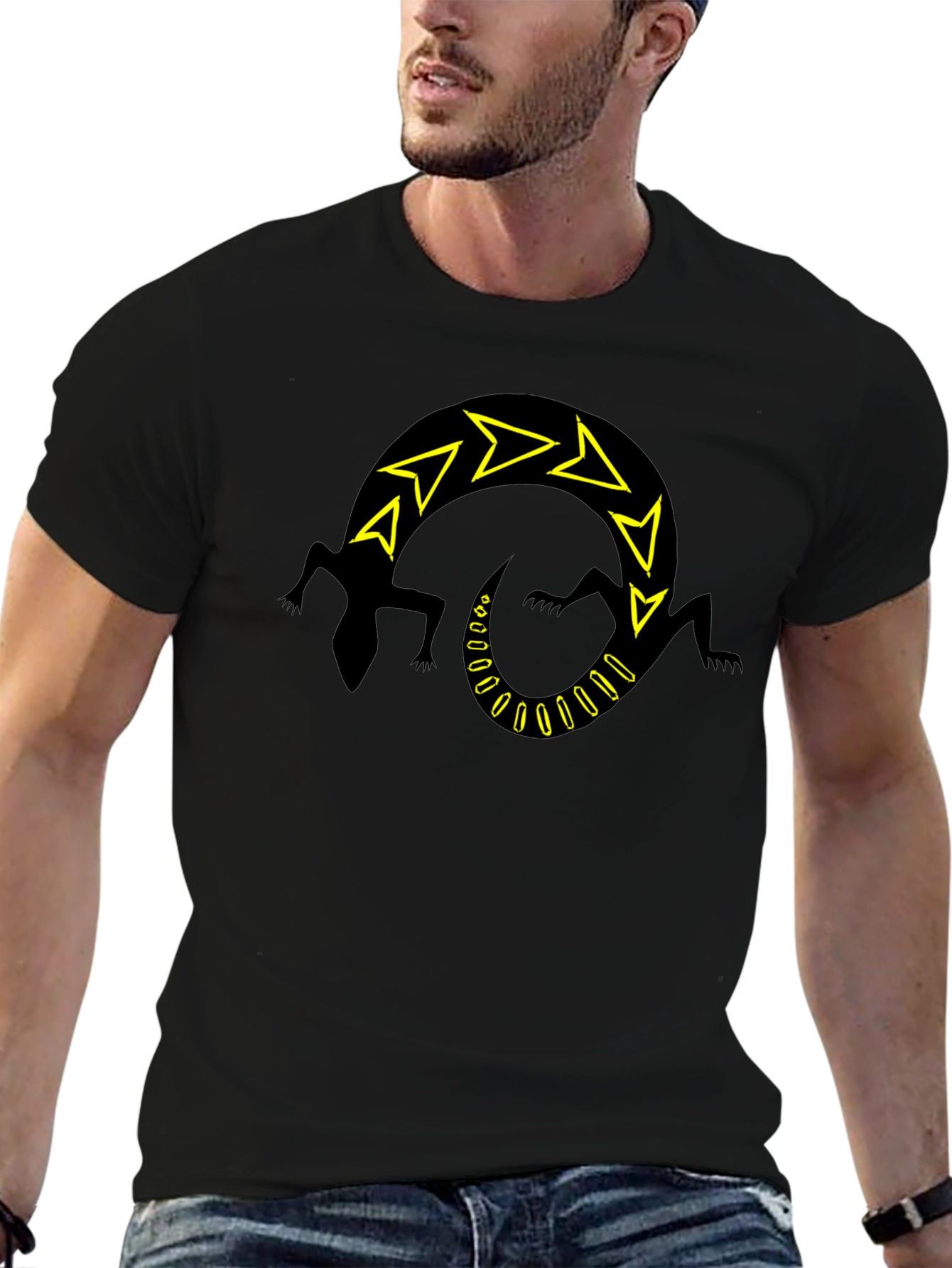 Black Lizard Arrow Design T-Shirt
