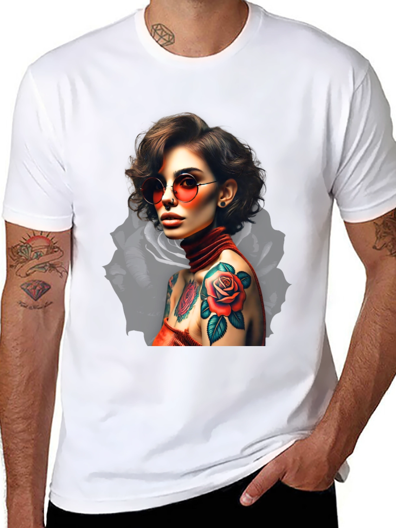 Rose Tattoo Graphic T-Shirt - Edgy Style