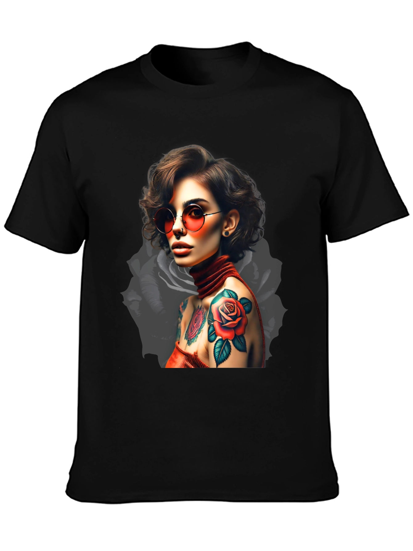 Rose Tattoo Graphic T-Shirt - Edgy Style