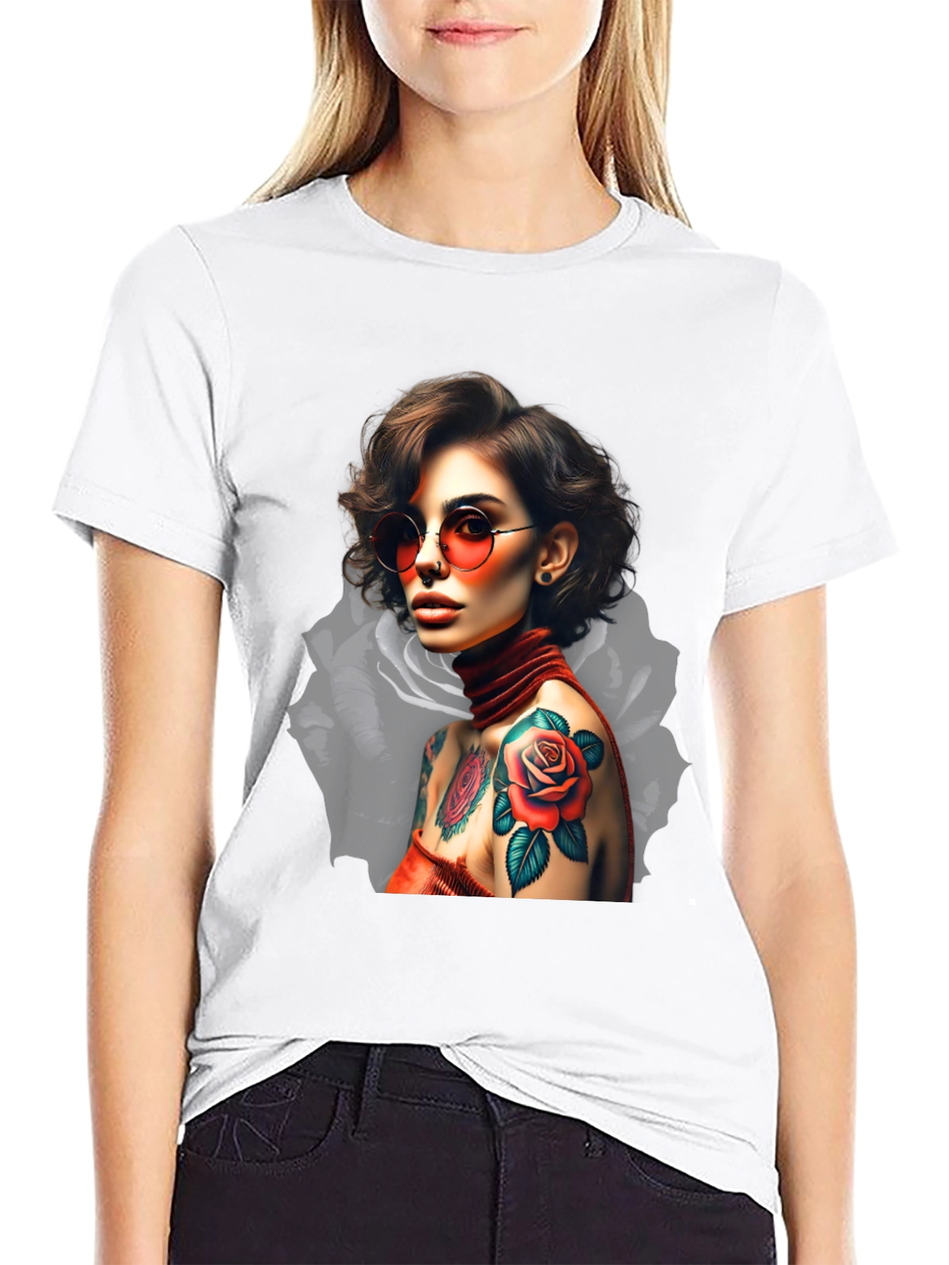 Rose Tattoo Graphic T-Shirt - Edgy Style