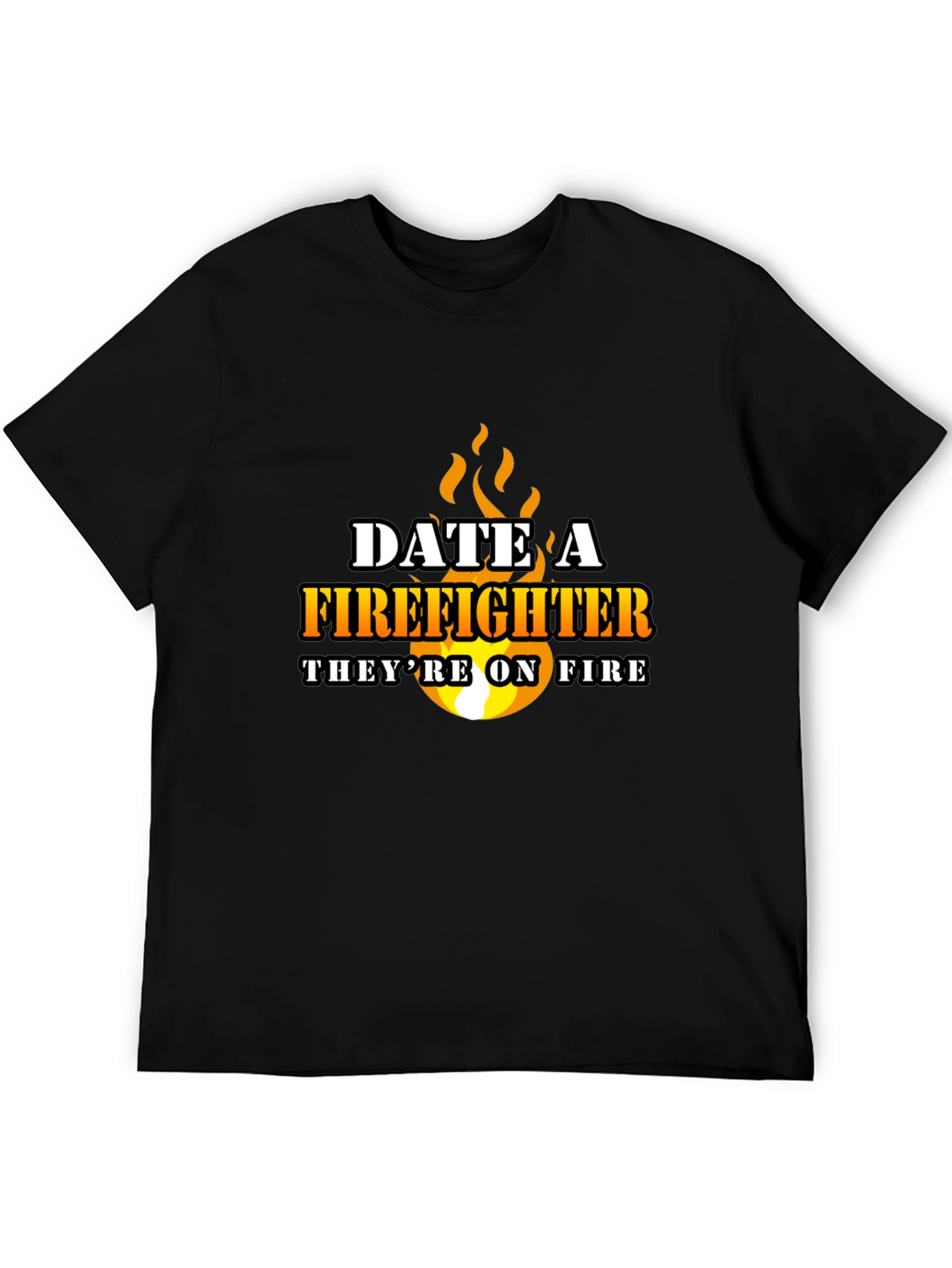Date a Firefighter Black Graphic Tee