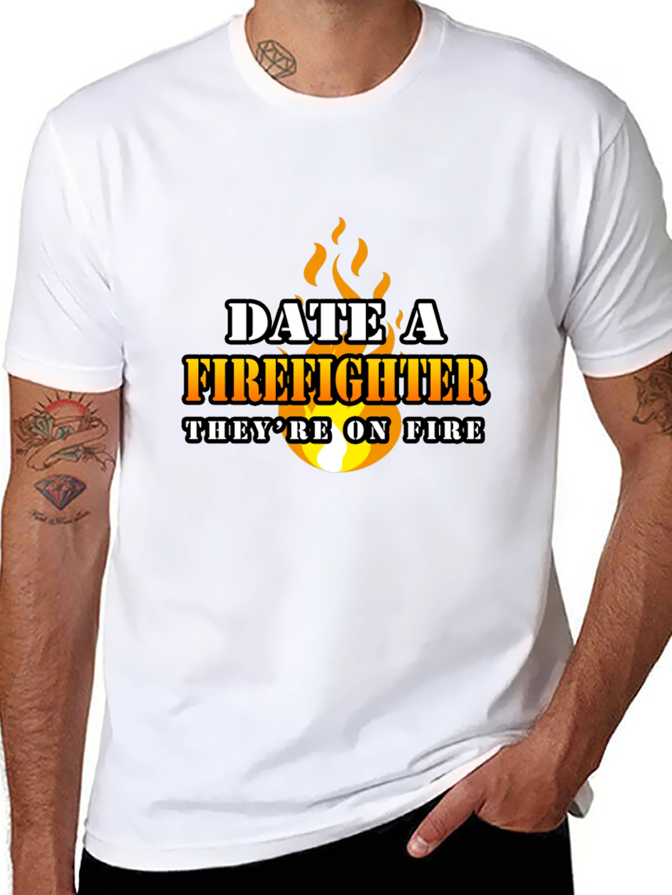 Date a Firefighter Black Graphic Tee