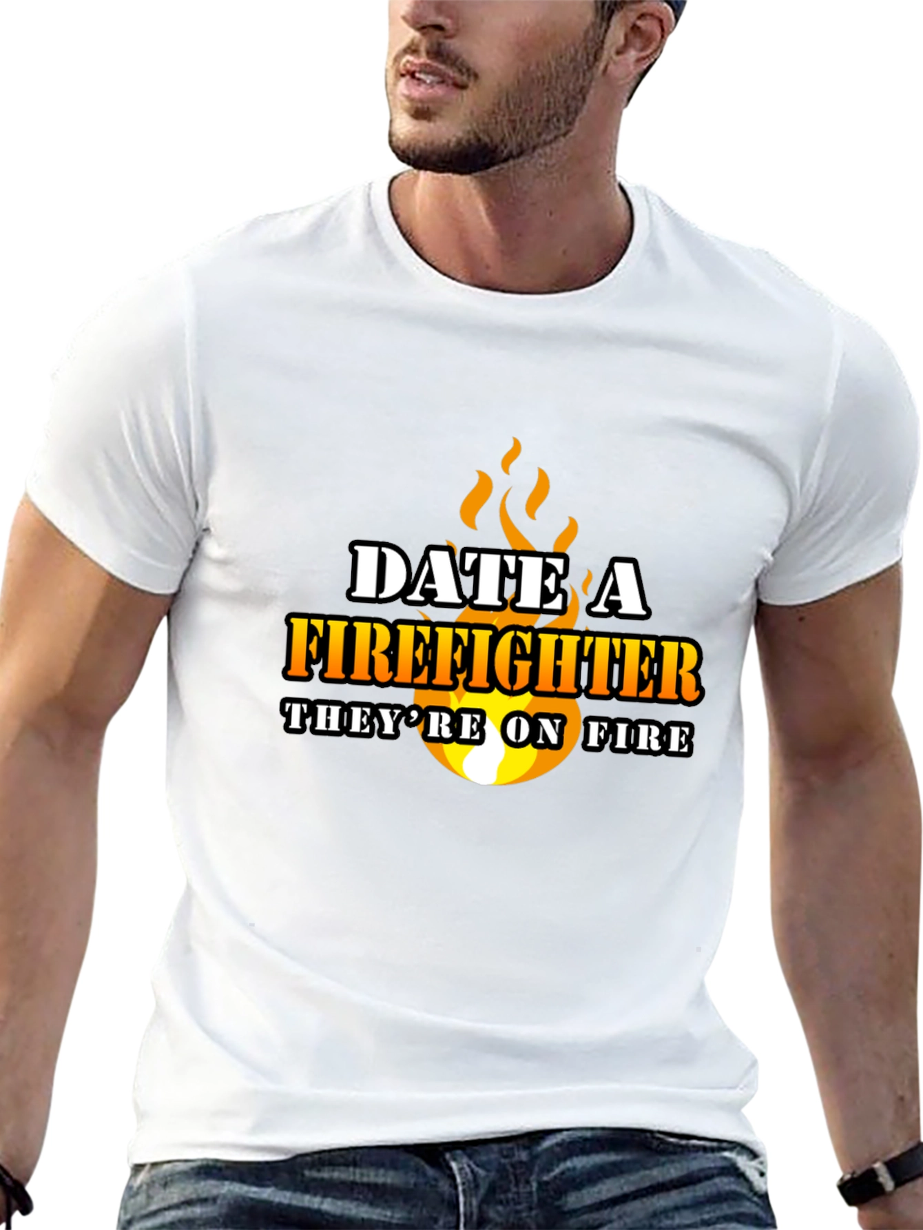 Date a Firefighter Black Graphic Tee