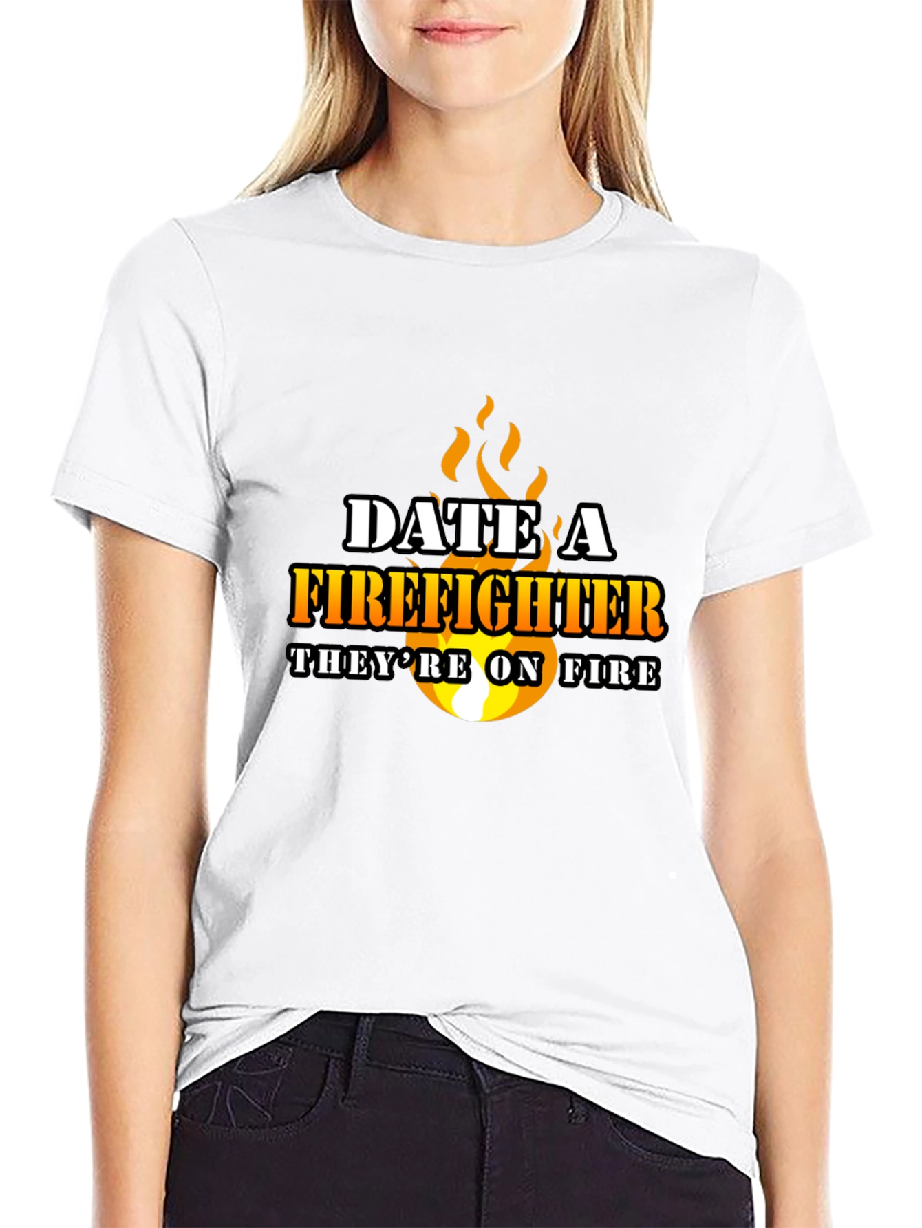 Date a Firefighter Black Graphic Tee