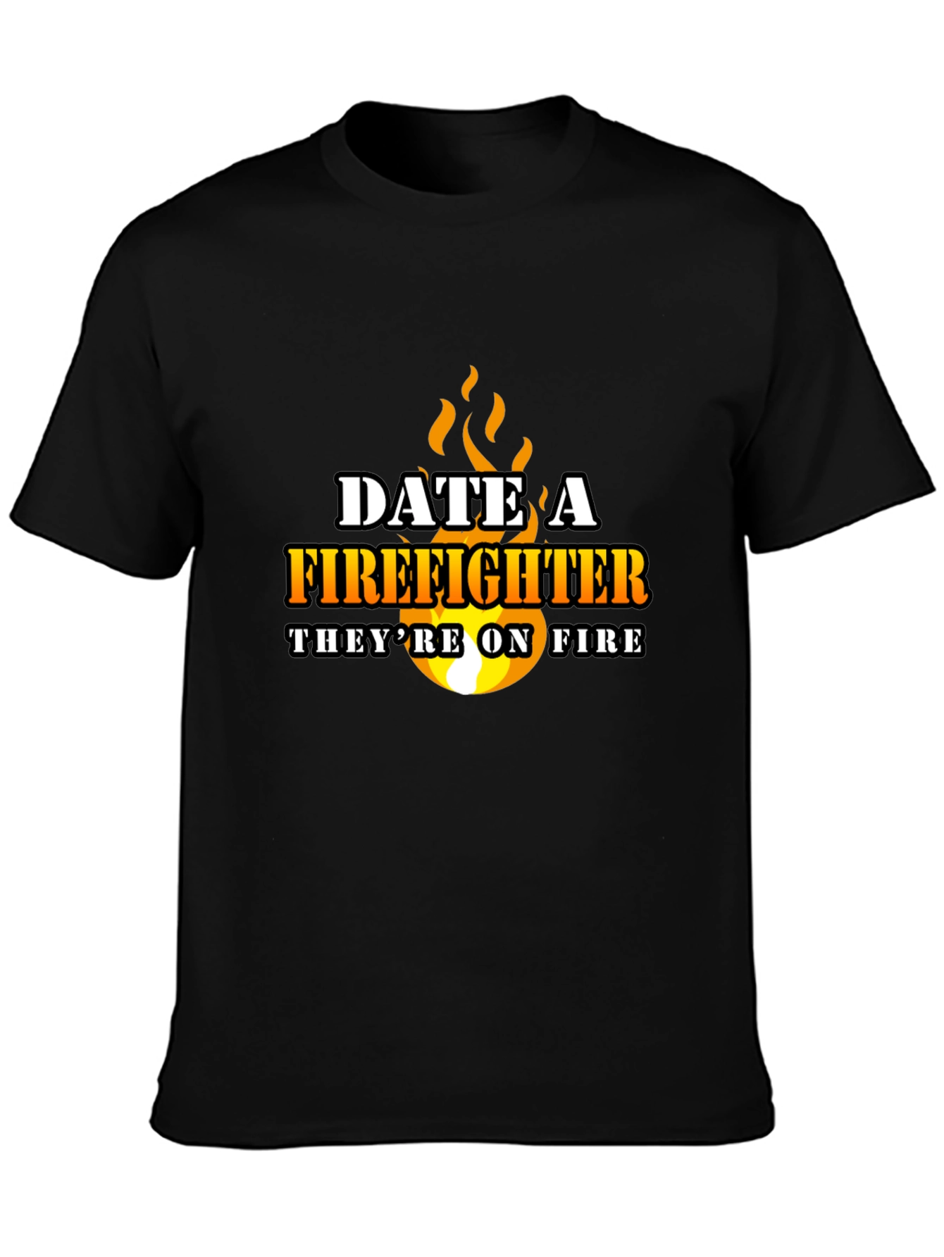Date a Firefighter Black Graphic Tee
