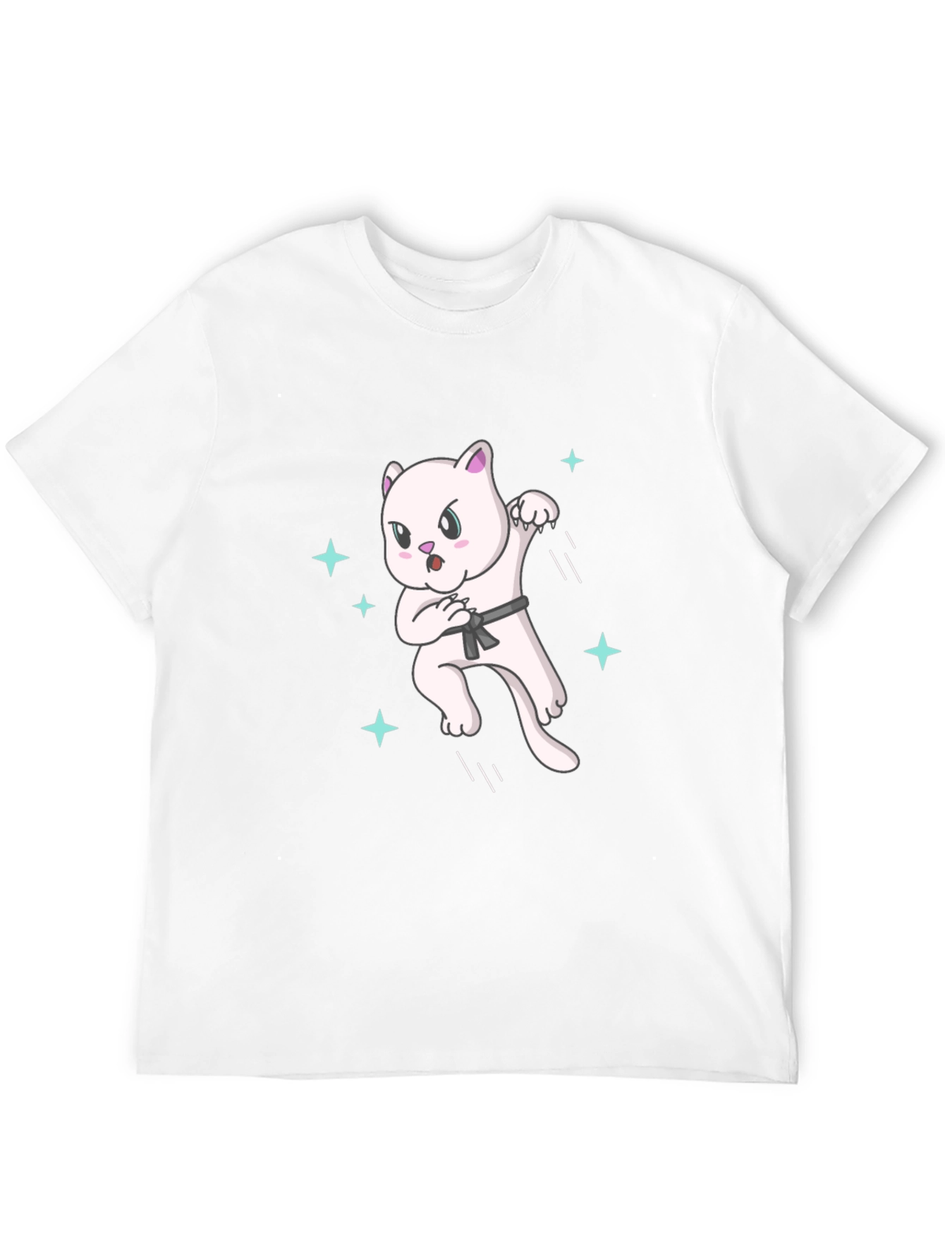 Karate Cat T-Shirt - Black Belt Star Power