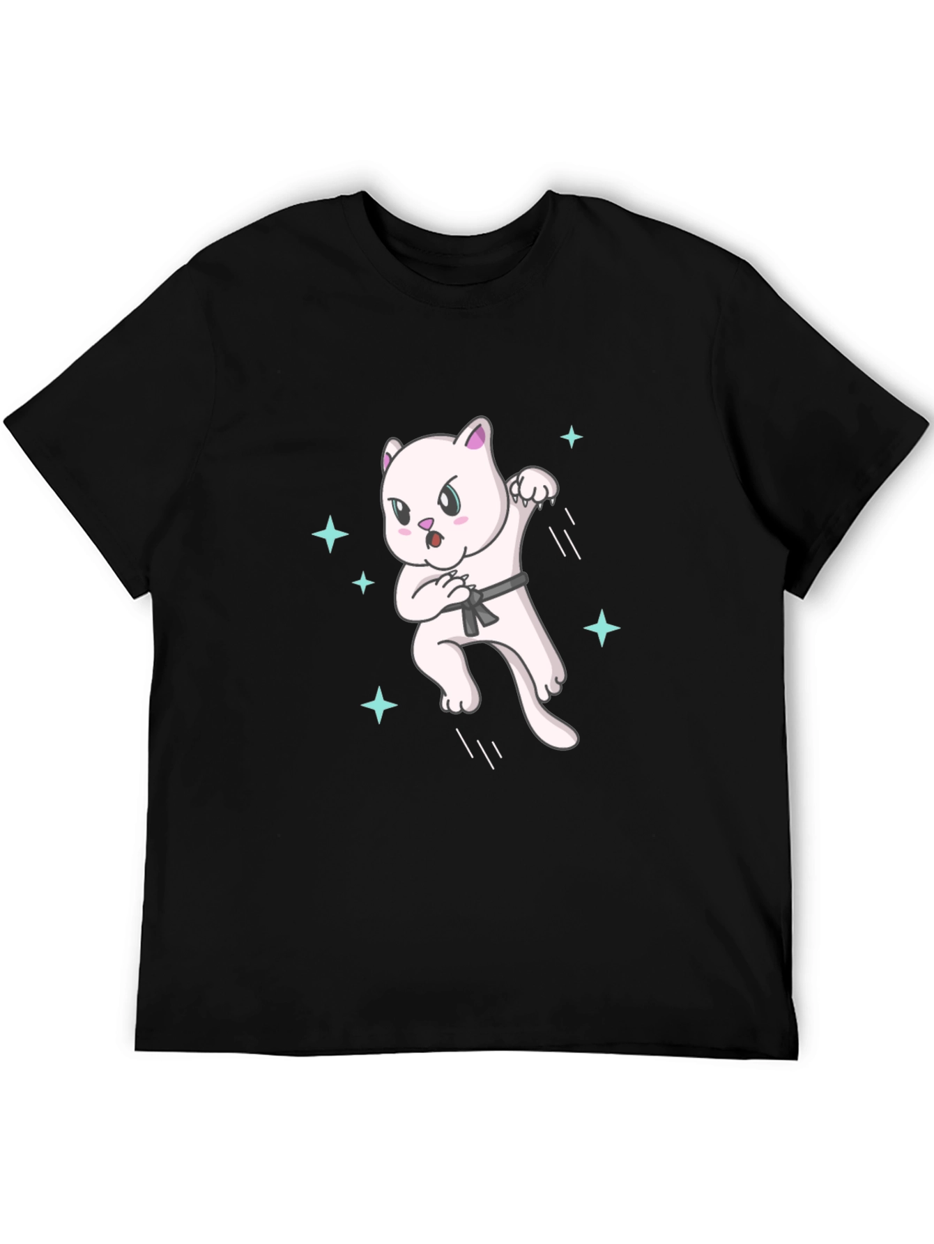 Karate Cat T-Shirt - Black Belt Star Power