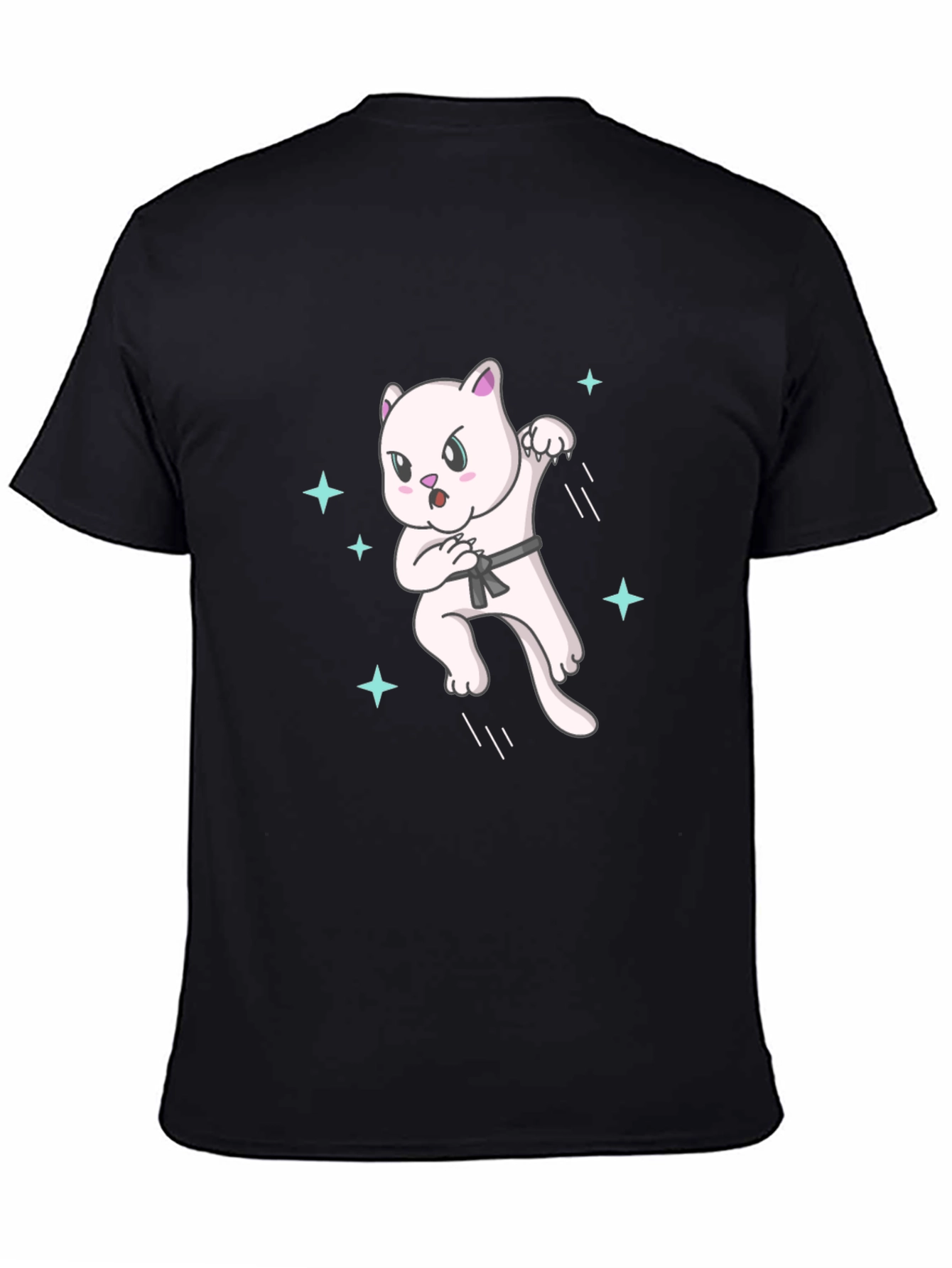 Karate Cat T-Shirt - Black Belt Star Power