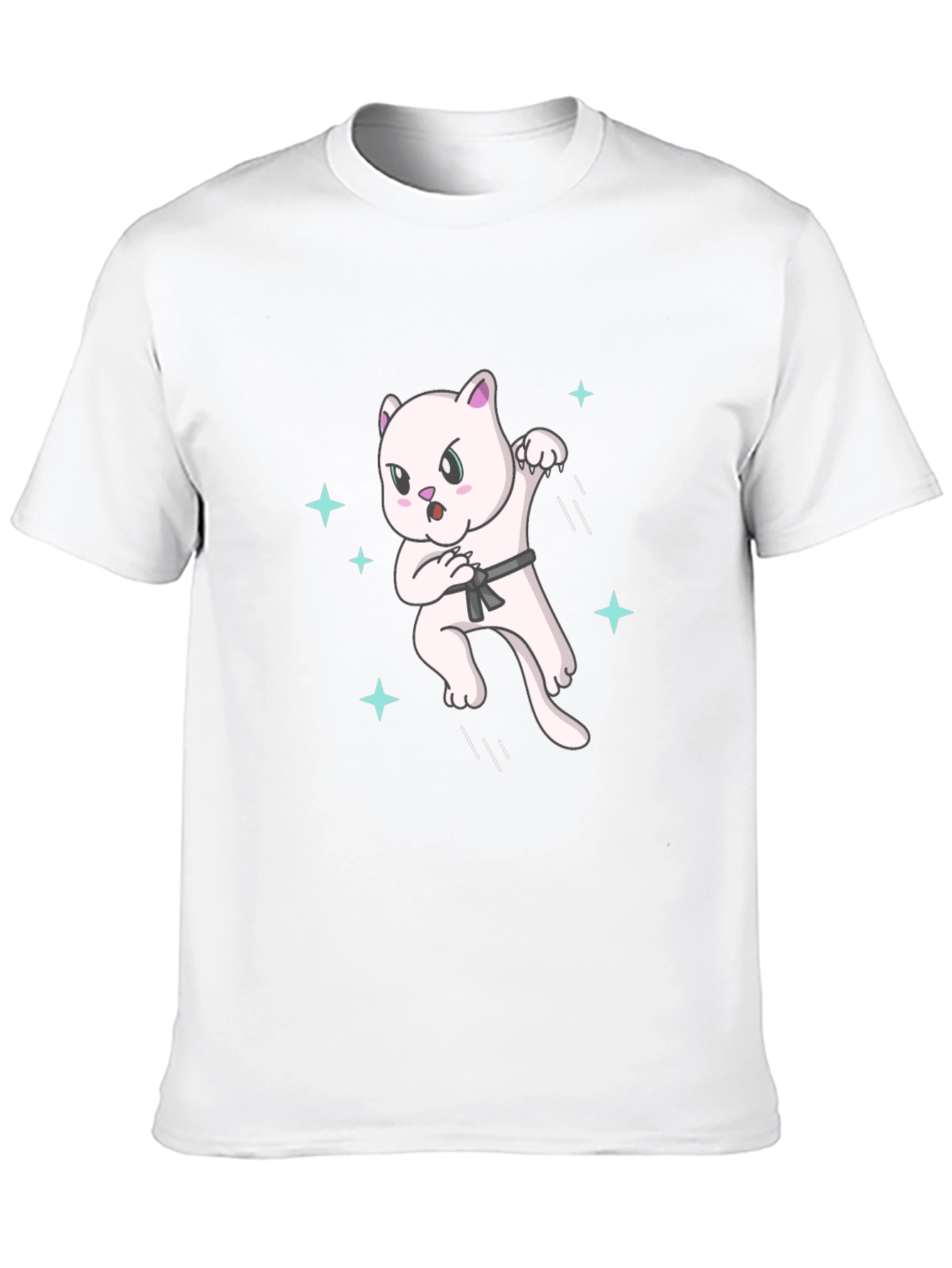 Karate Cat T-Shirt - Black Belt Star Power