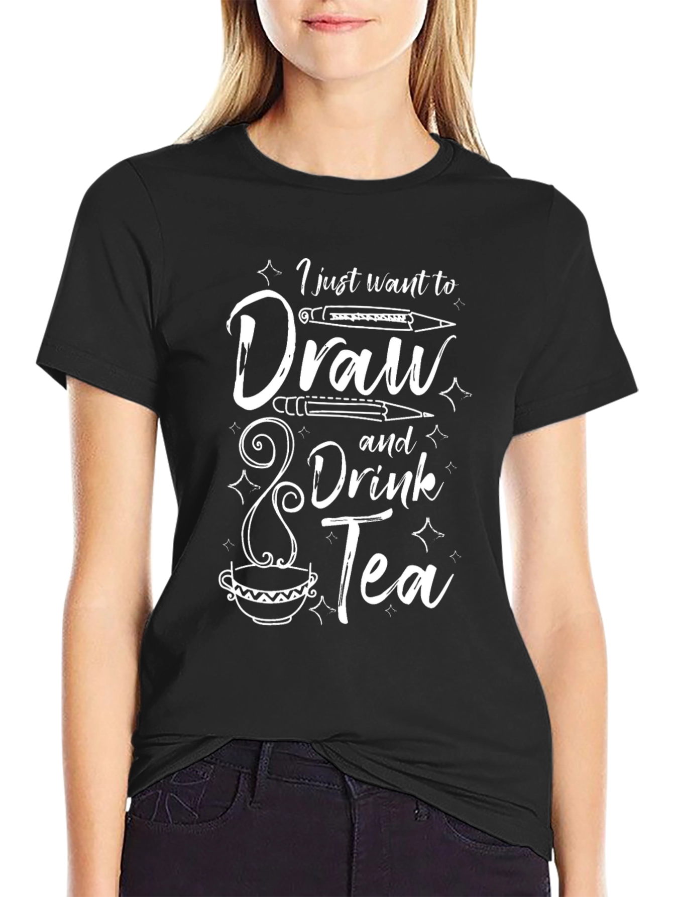 Draw & Drink Tea Black Graphic Tee