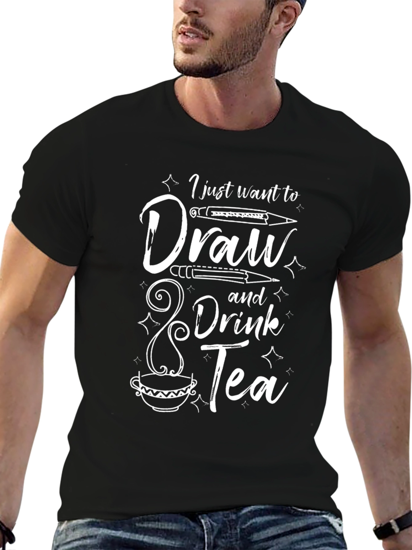Draw & Drink Tea Black Graphic Tee