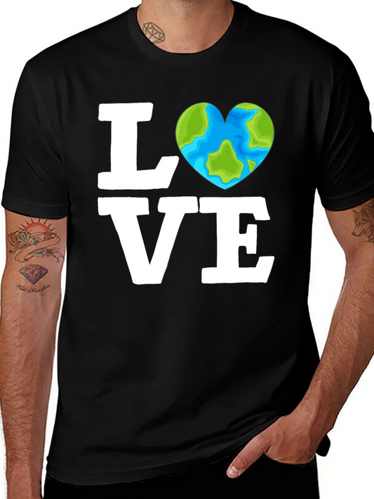 Love the Earth Tee - Heart Globe Graphic T-Shirt