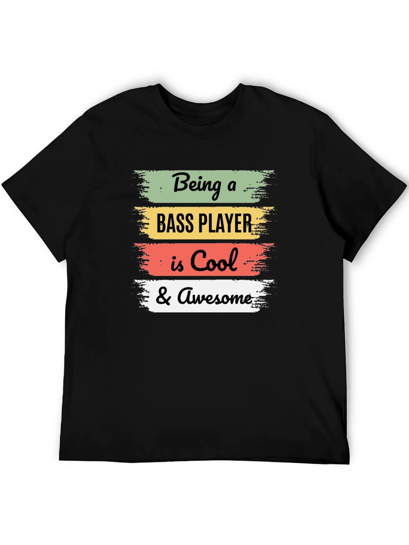Cool Bass Player Black Graphic Tee