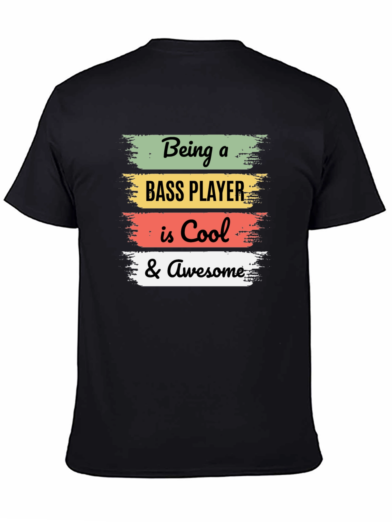 Cool Bass Player Black Graphic Tee
