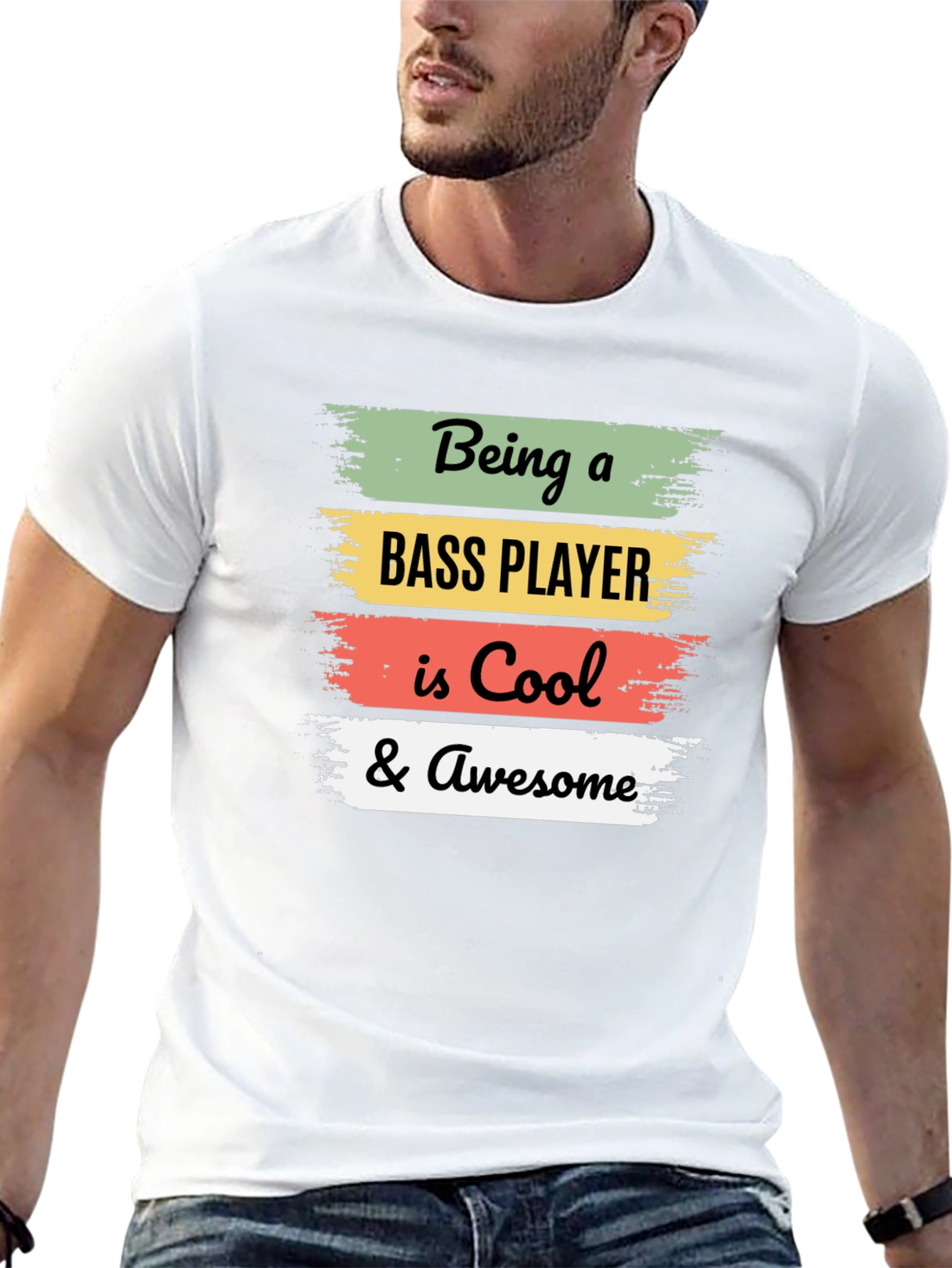 Cool Bass Player Black Graphic Tee
