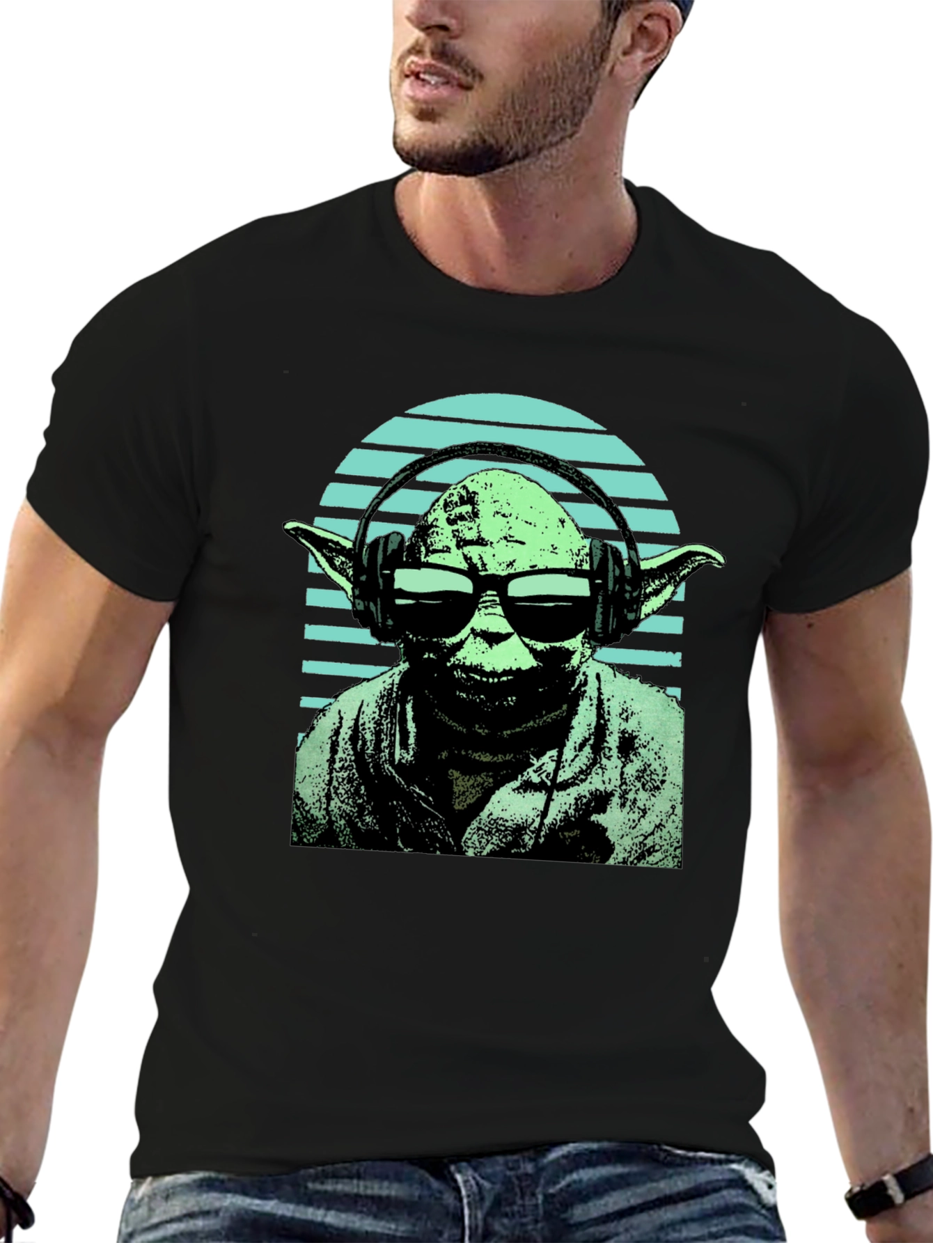 Yoda DJ Graphic Tee - Black Cotton Blend T-Shirt