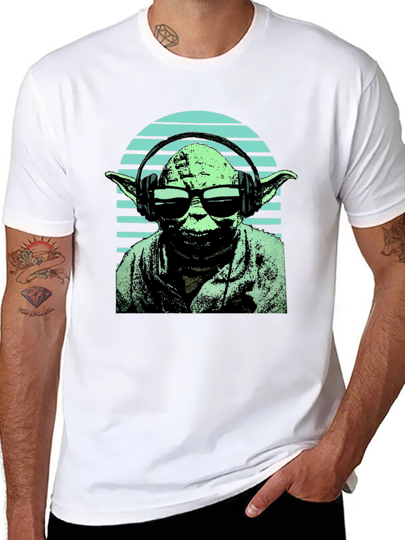 Yoda DJ Graphic Tee - Black Cotton Blend T-Shirt