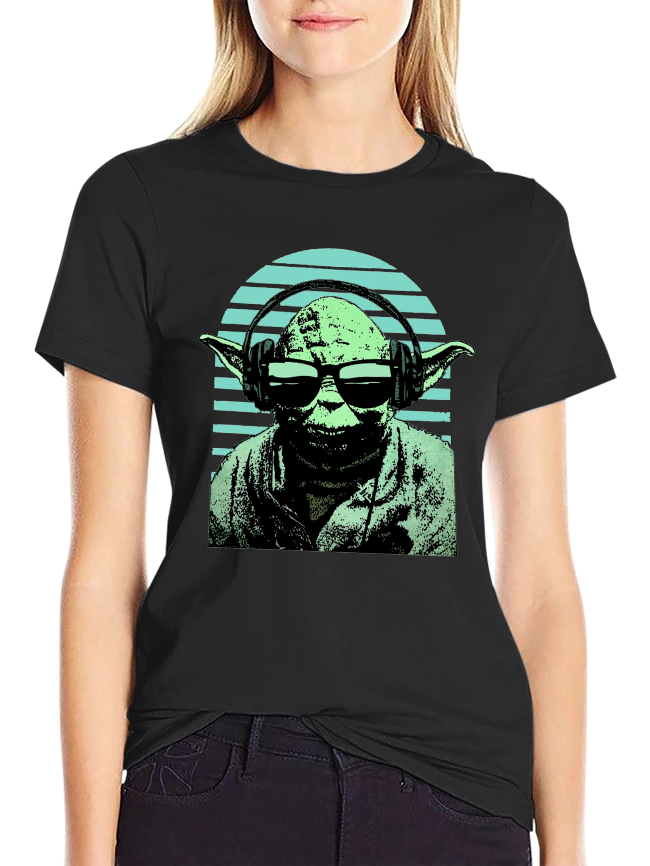 Yoda DJ Graphic Tee - Black Cotton Blend T-Shirt