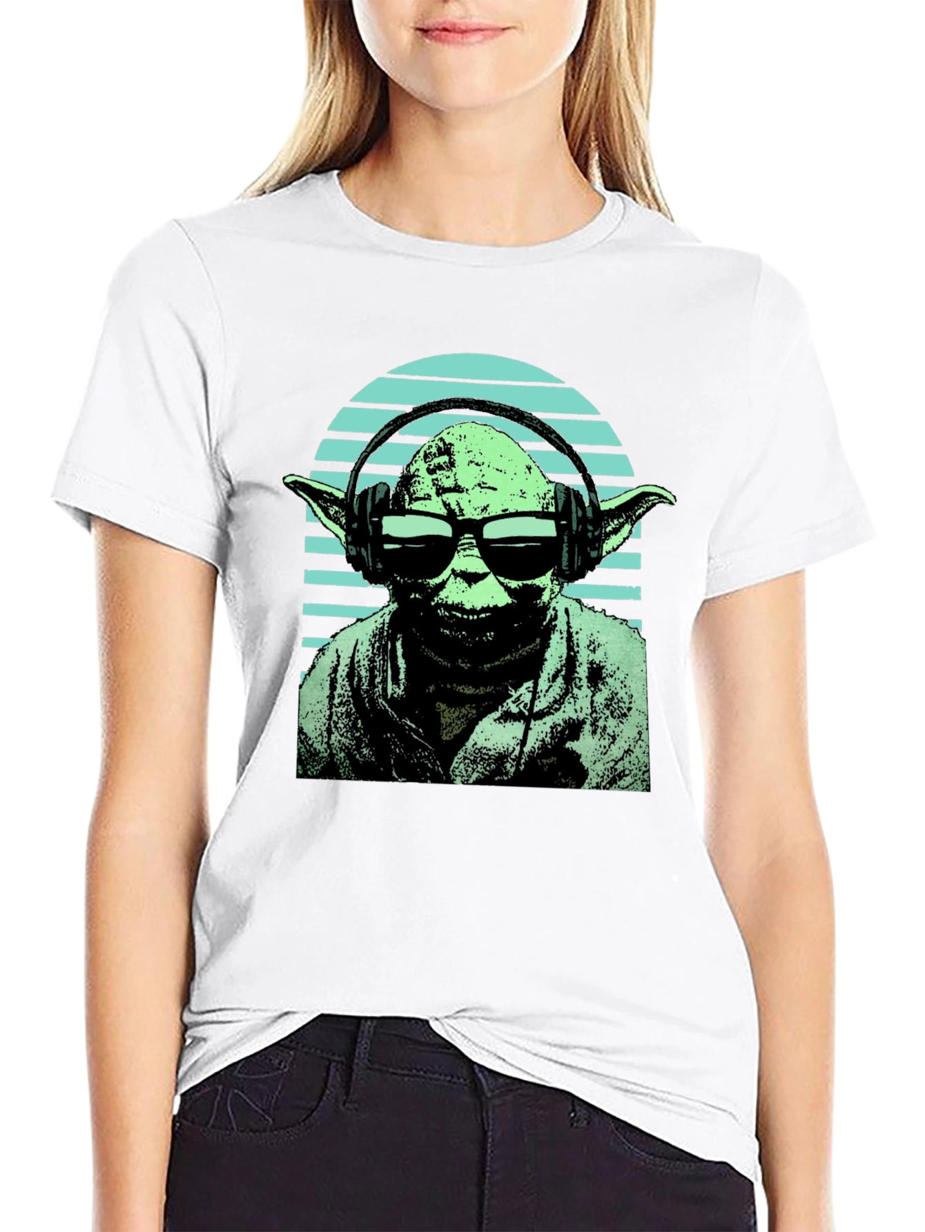 Yoda DJ Graphic Tee - Black Cotton Blend T-Shirt