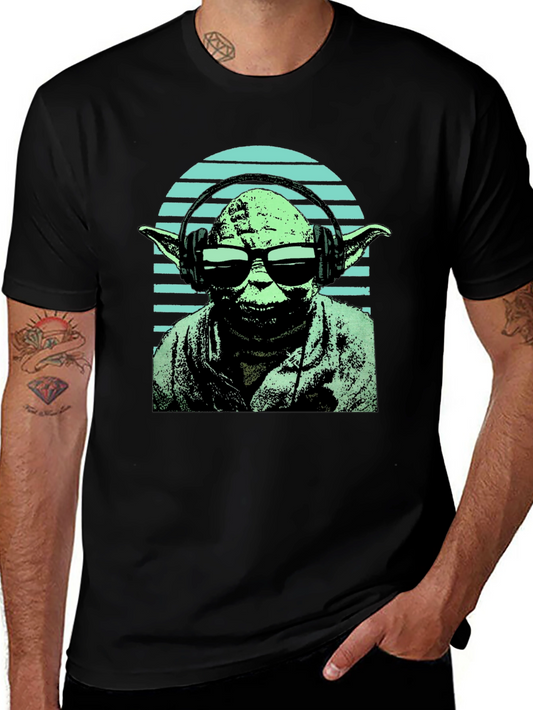 Yoda DJ Graphic Tee - Black Cotton Blend T-Shirt