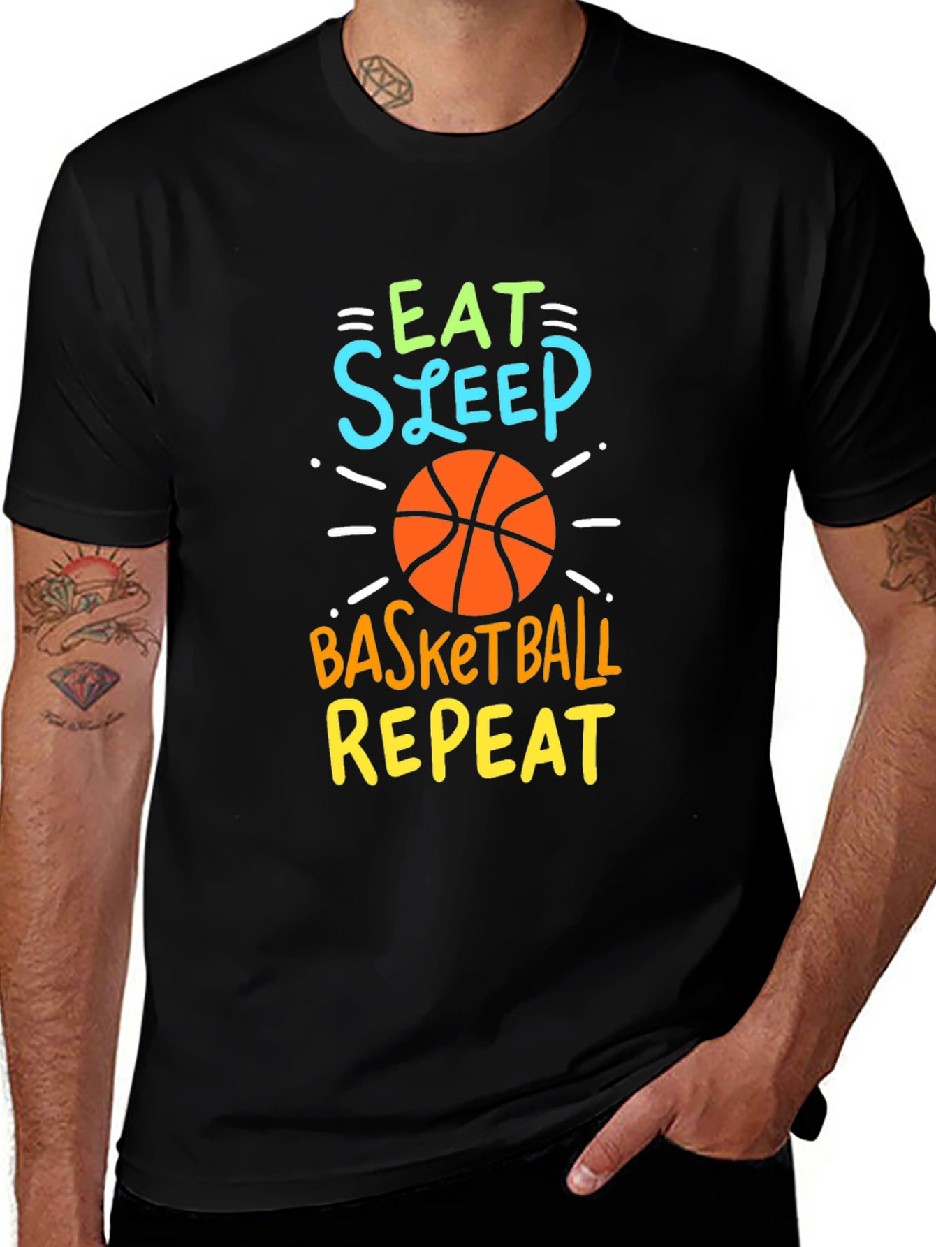 Eat Sleep Basketball Repeat Graphic Tee