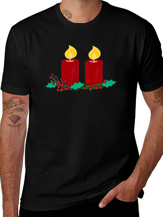 Festive Candles Graphic Tee - Holiday Style
