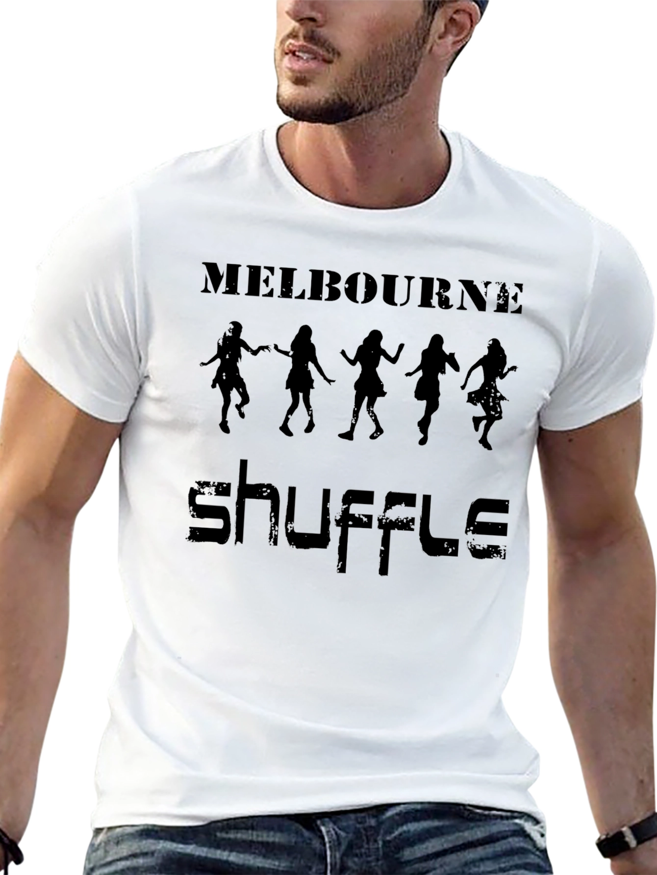 Melbourne Shuffle Graphic Tee - Black Cotton T-Shirt