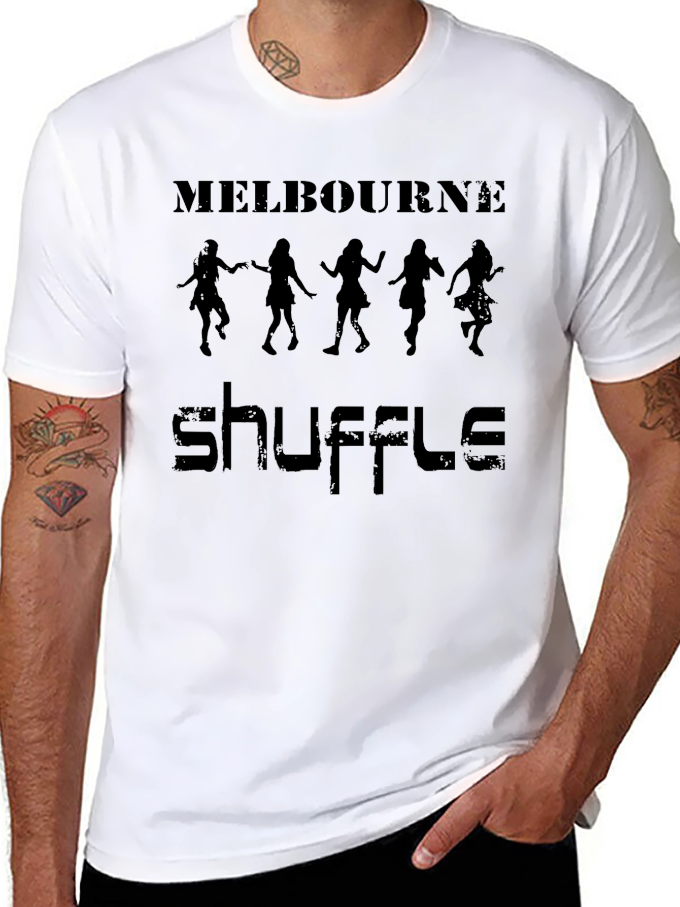Melbourne Shuffle Graphic Tee - Black Cotton T-Shirt