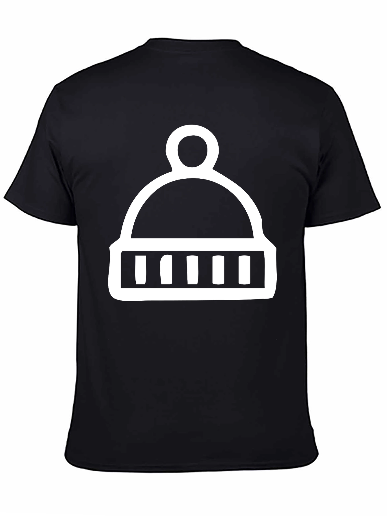 Black T-Shirt with Winter Hat Graphic