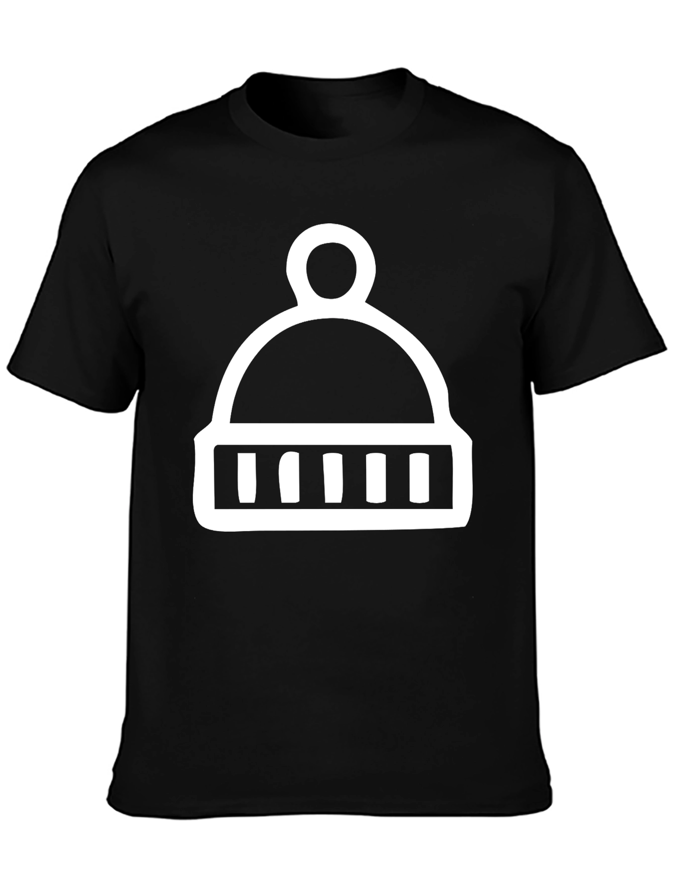 Black T-Shirt with Winter Hat Graphic