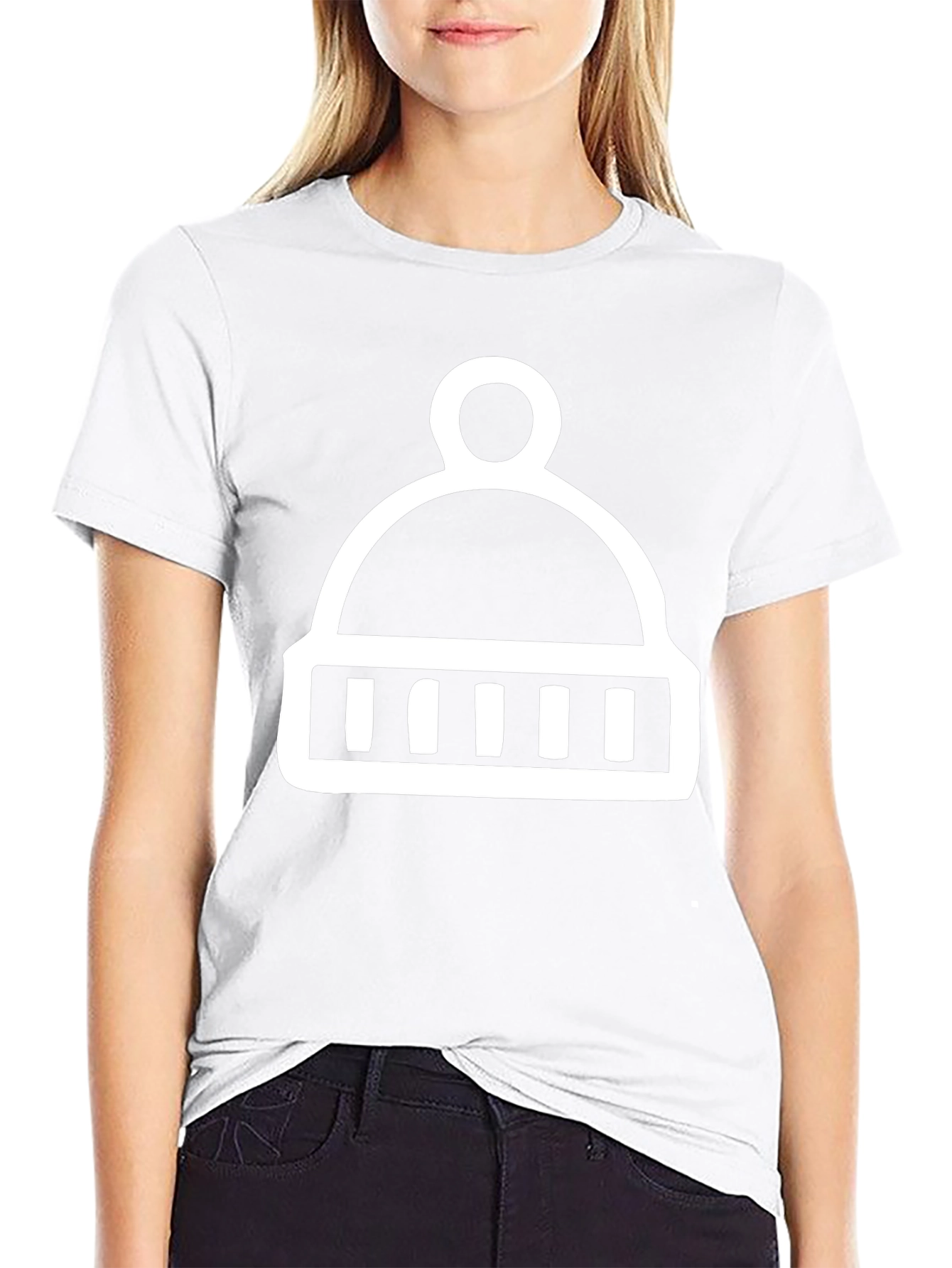 Black T-Shirt with Winter Hat Graphic