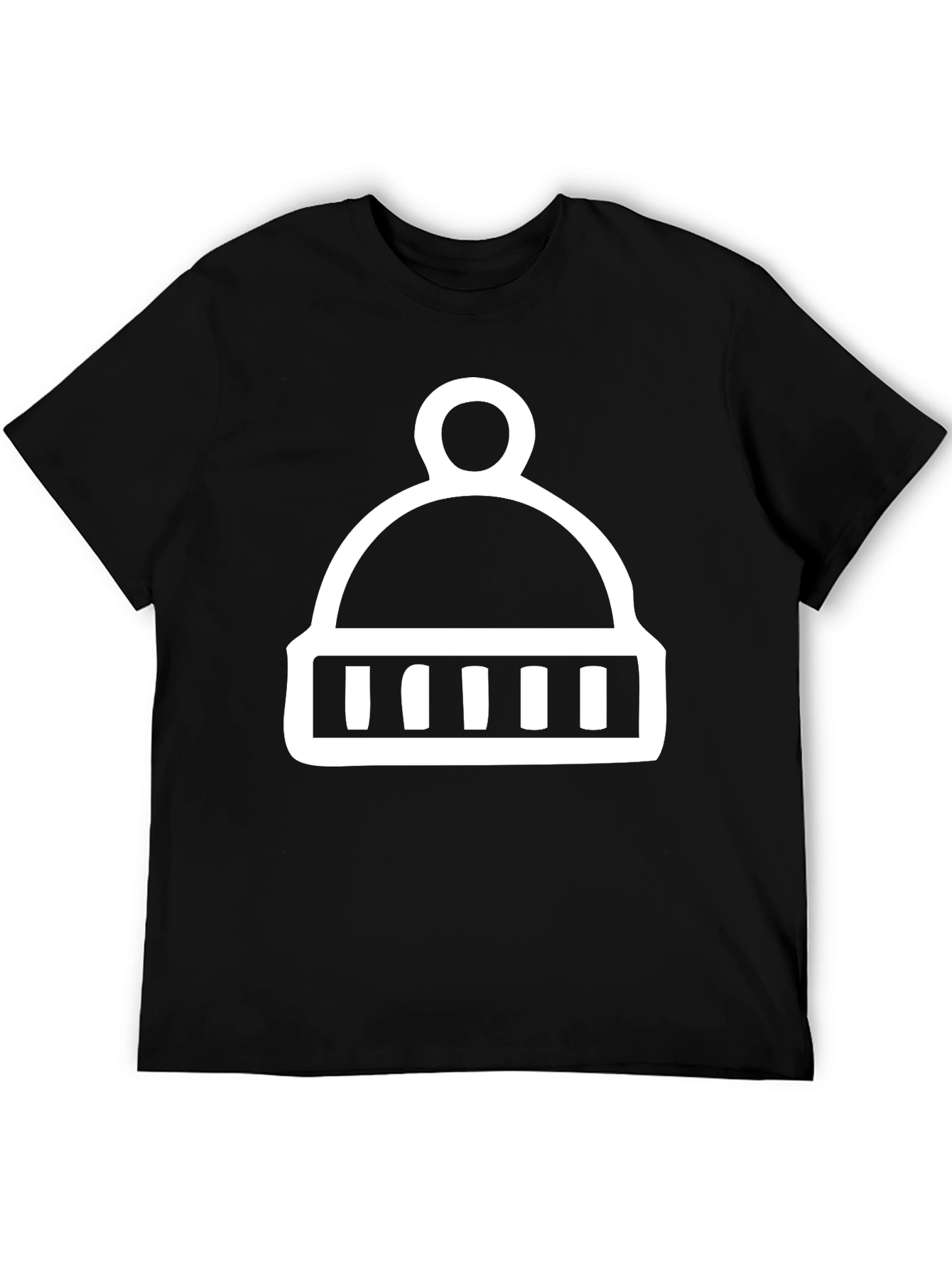 Black T-Shirt with Winter Hat Graphic