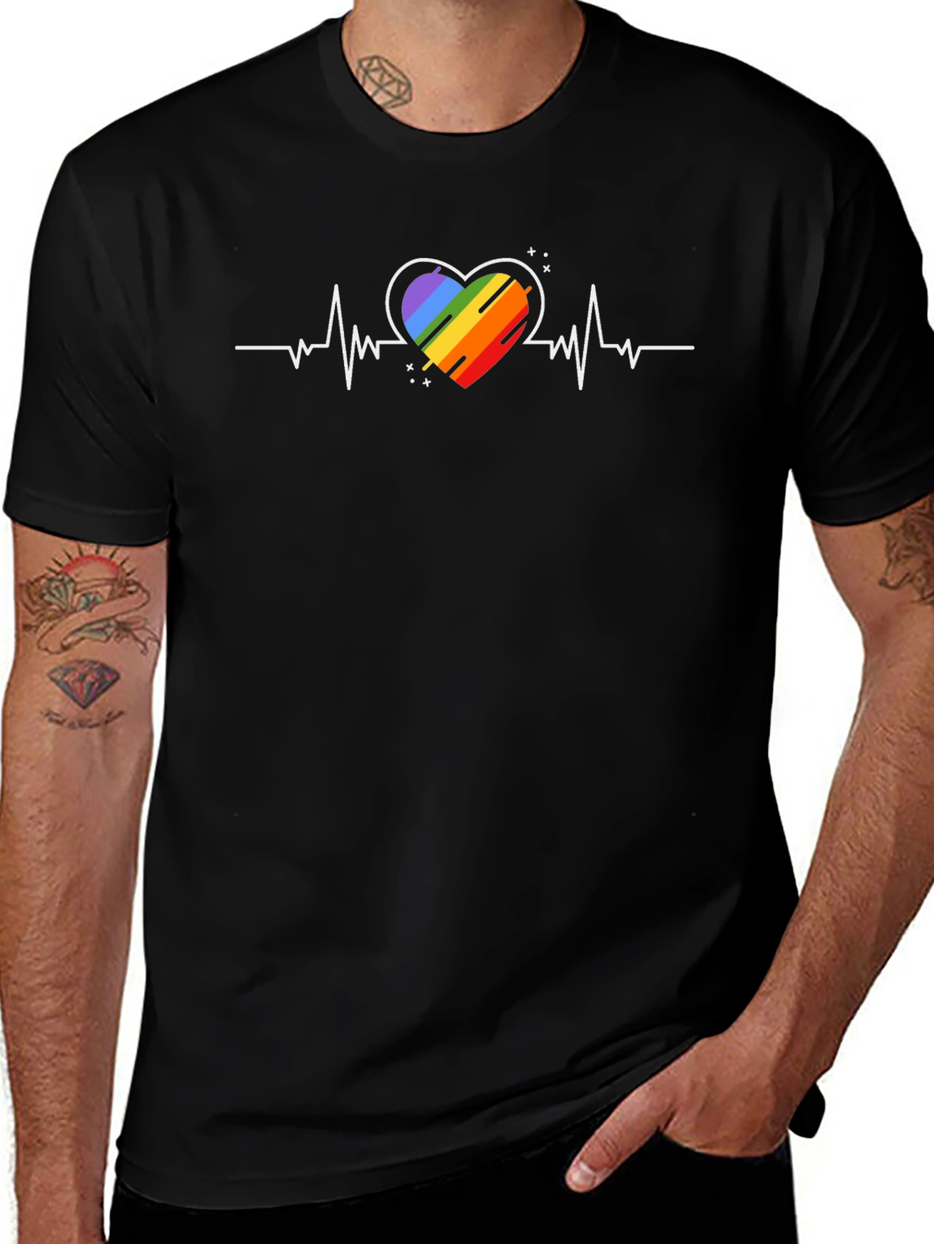 Rainbow Heartbeat T-Shirt - Pride Love Tee
