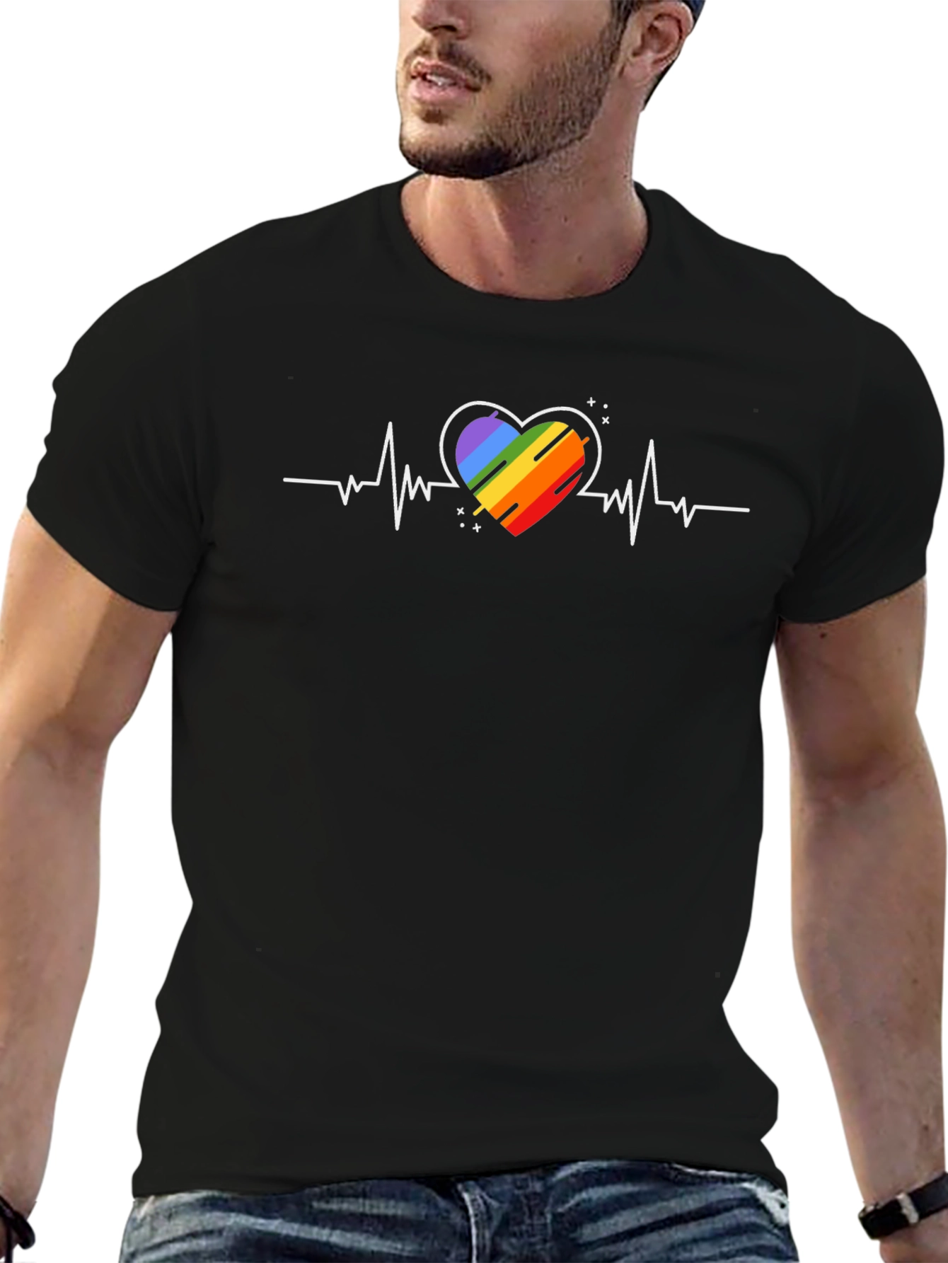 Rainbow Heartbeat T-Shirt - Pride Love Tee
