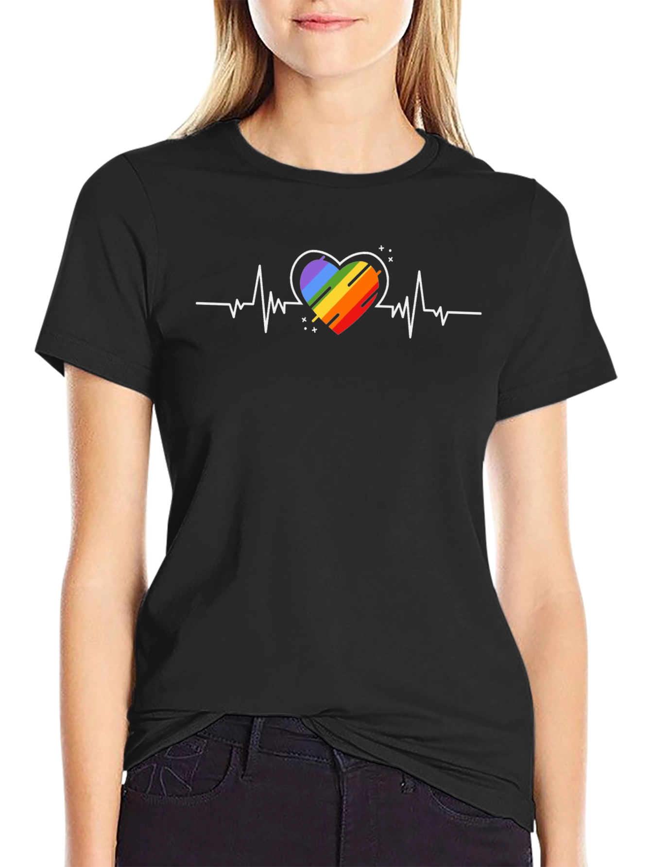 Rainbow Heartbeat T-Shirt - Pride Love Tee