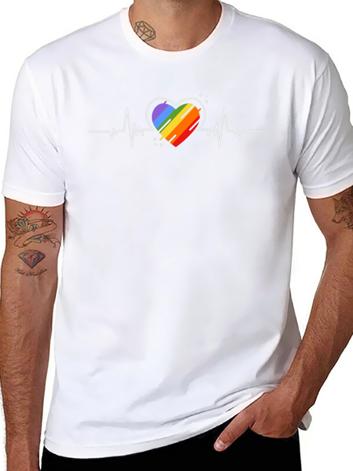 Rainbow Heartbeat T-Shirt - Pride Love Tee