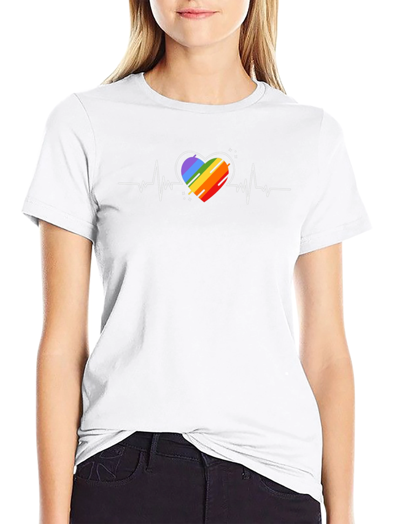Rainbow Heartbeat T-Shirt - Pride Love Tee