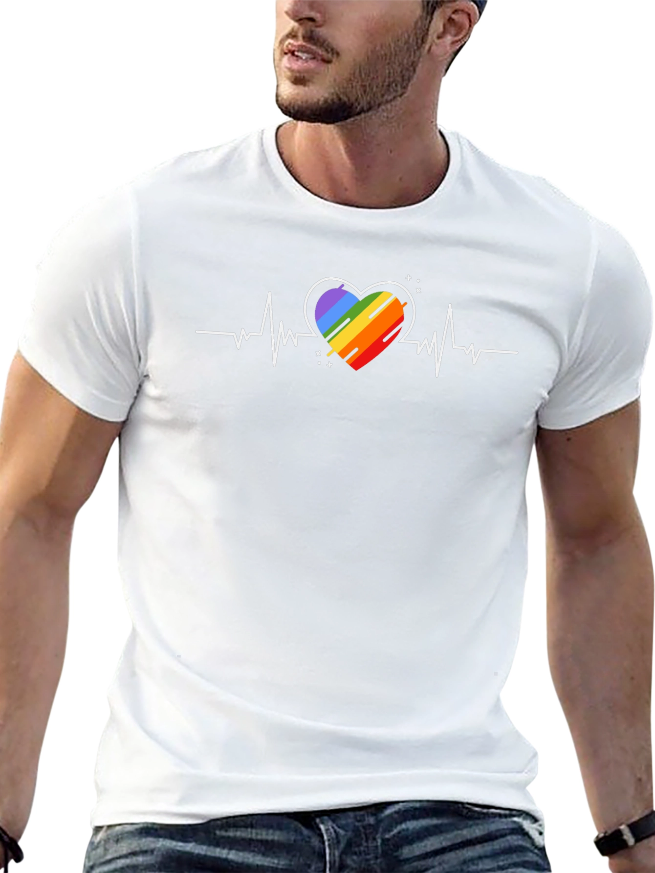 Rainbow Heartbeat T-Shirt - Pride Love Tee