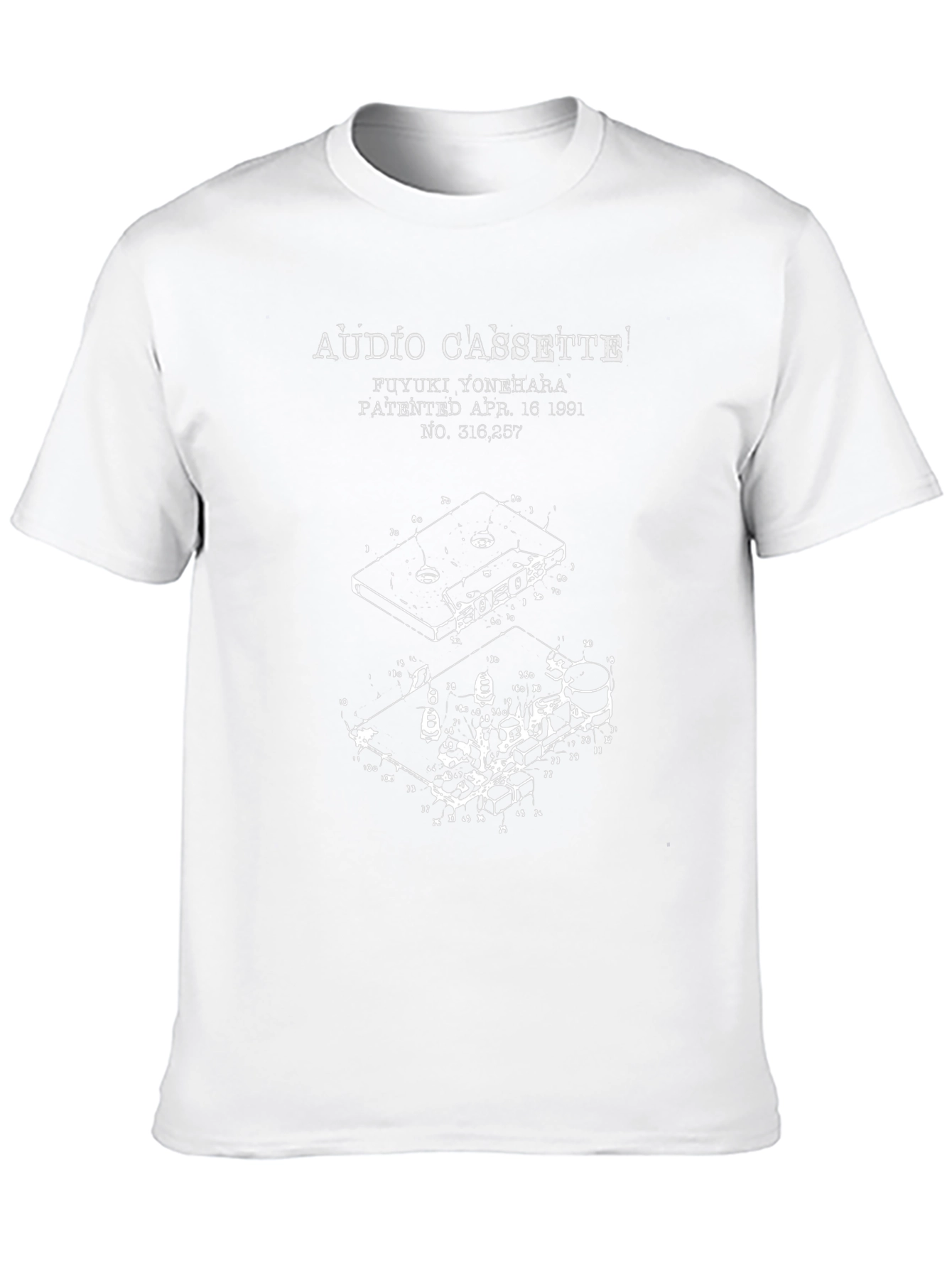 Audio Cassette Patent Print Black T-Shirt