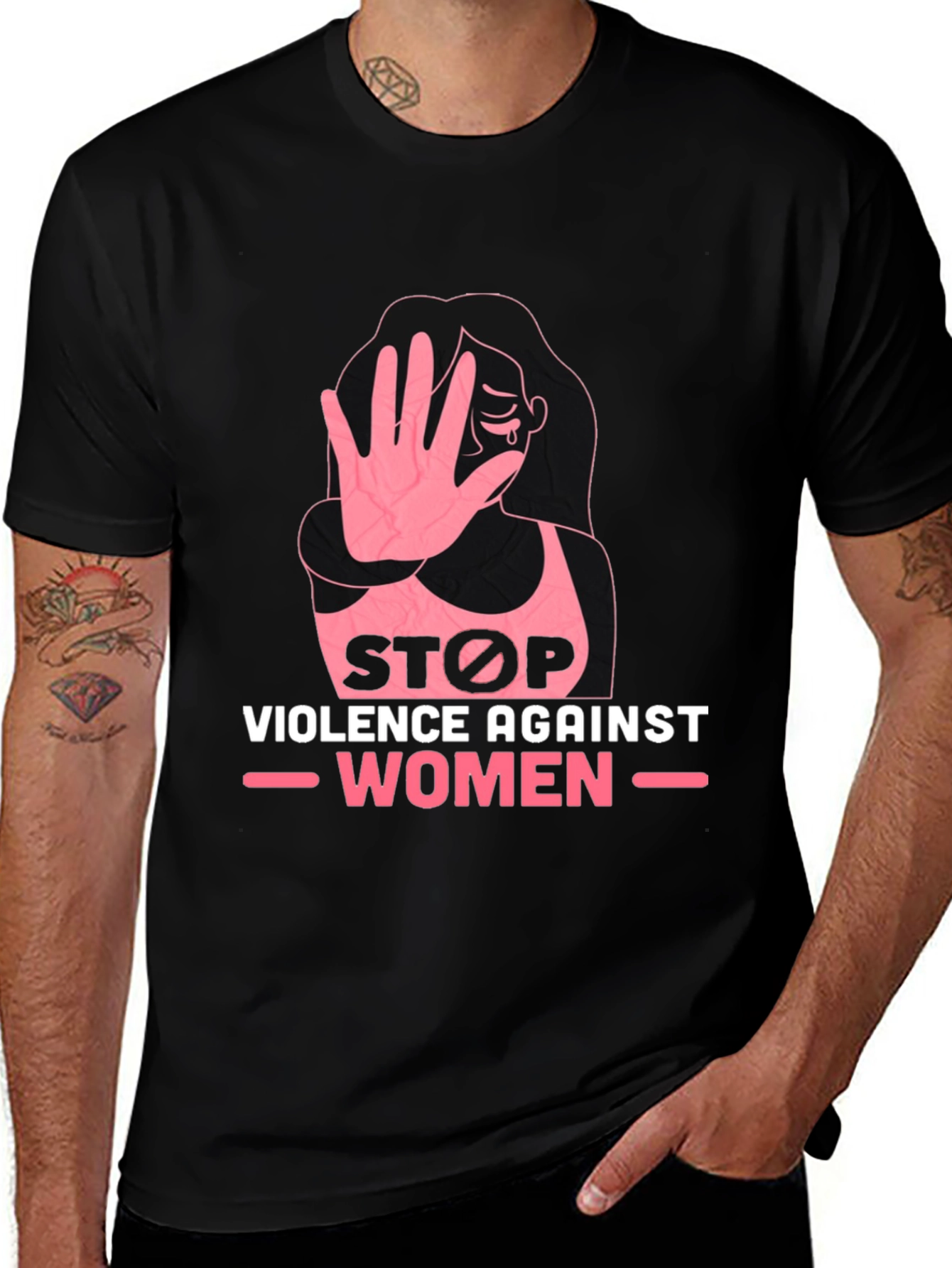 Stop Violence Against Women Black T-Shirt